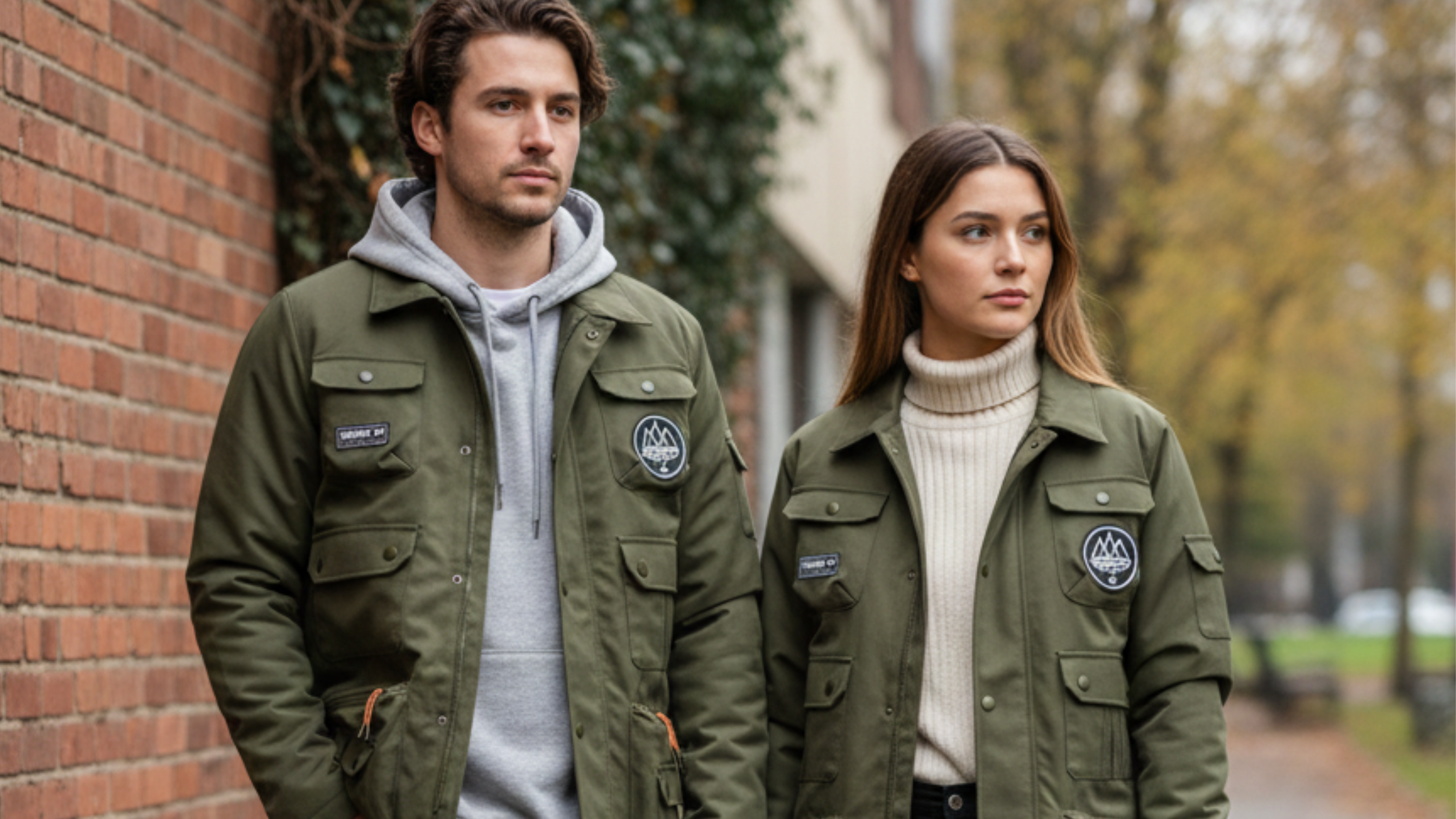 A man and women styles Adidas SPZL Feniscowles Green Jacket, giving an ultimate style perfection