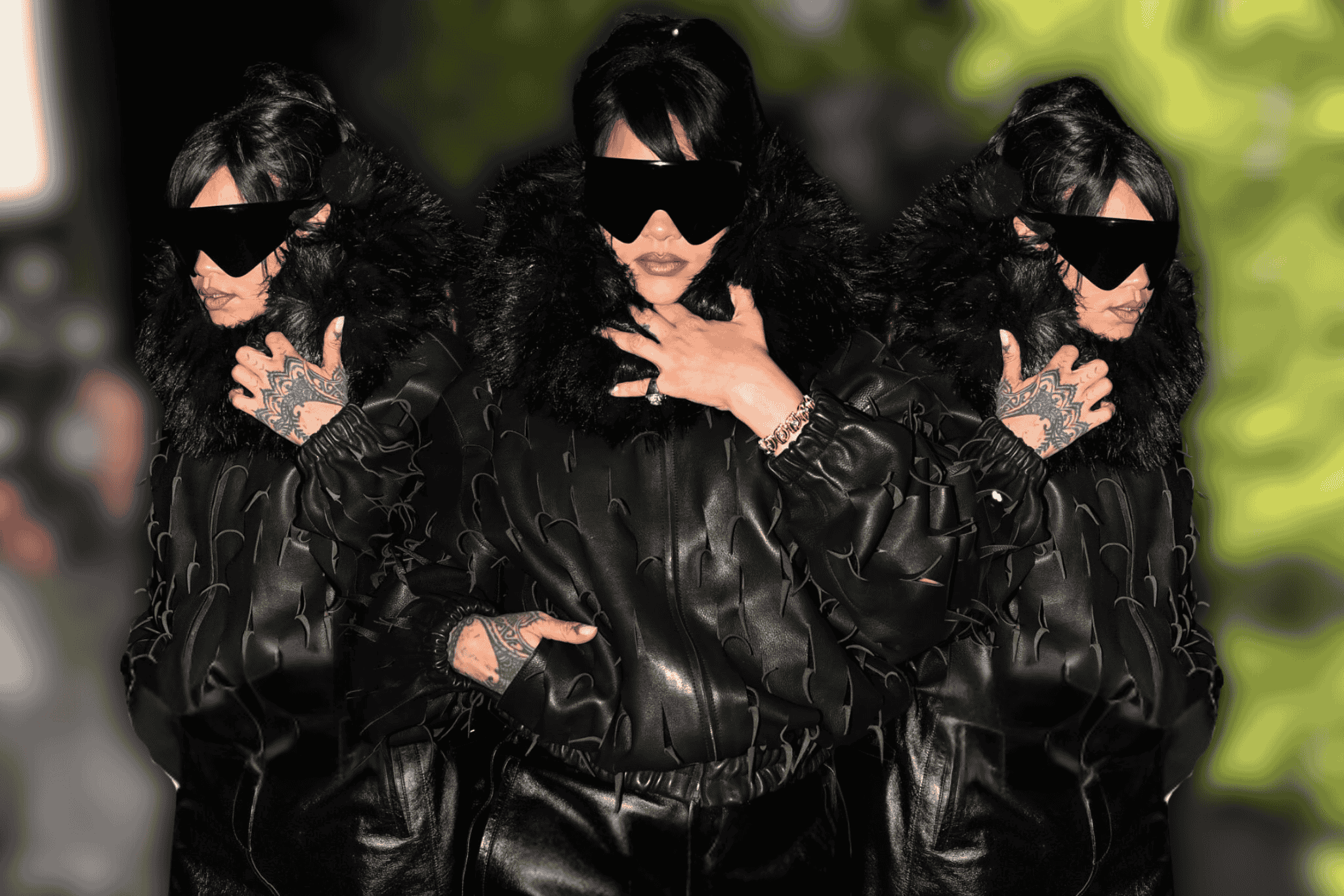 Rihanna in an Avant-Garde All-Black Leather Outfit Leaving Giorgio Baldi in Los Angeles