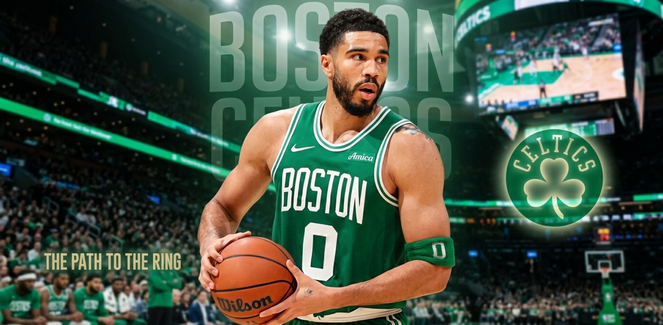 Jayson Tatum Miami Heat vs Boston Celtics green basketball jersey with white block letters and triple-stripe trim