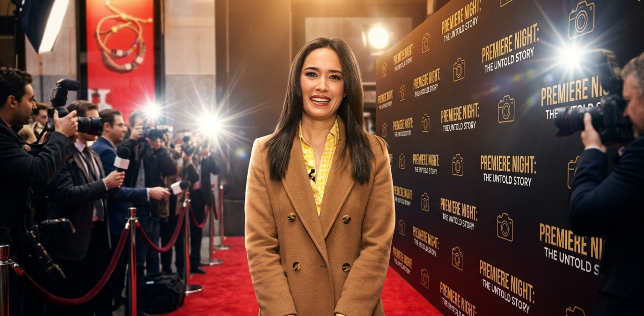 Today Show 2026 Emilie Ikeda brown double-breasted camel wool coat with notched lapels and tortoise-shell buttons