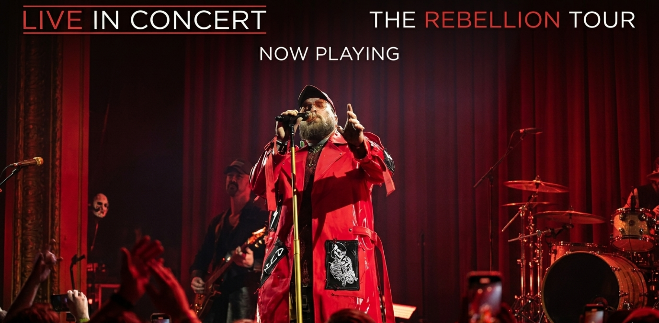 3Arena 2025 Teddy Swims red patent leather trench coat with skeleton patch and buckle strap detail