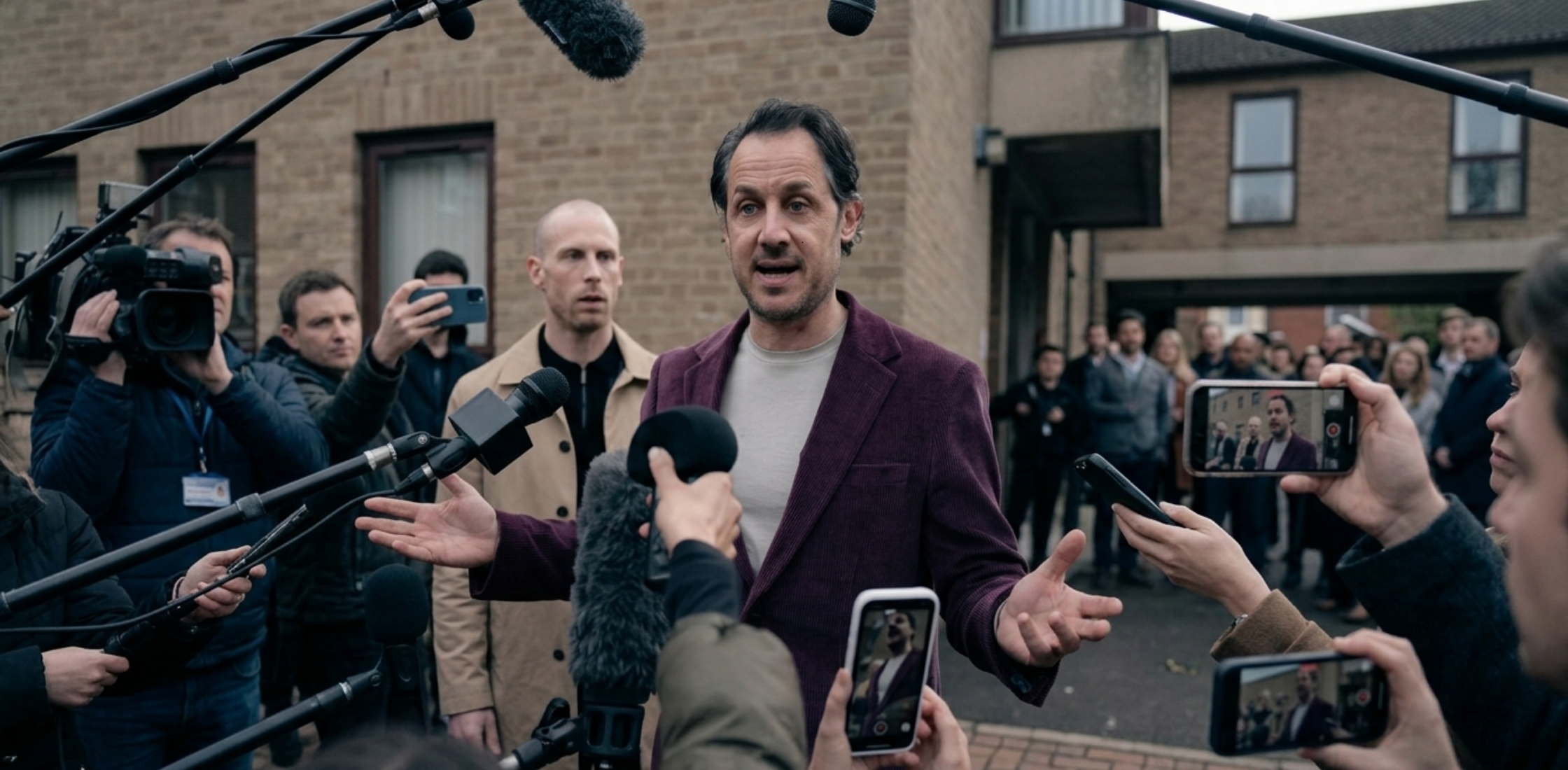 Dustin Demri-Burns Burgundy Corduroy Blazer from Criminal Record Season 2