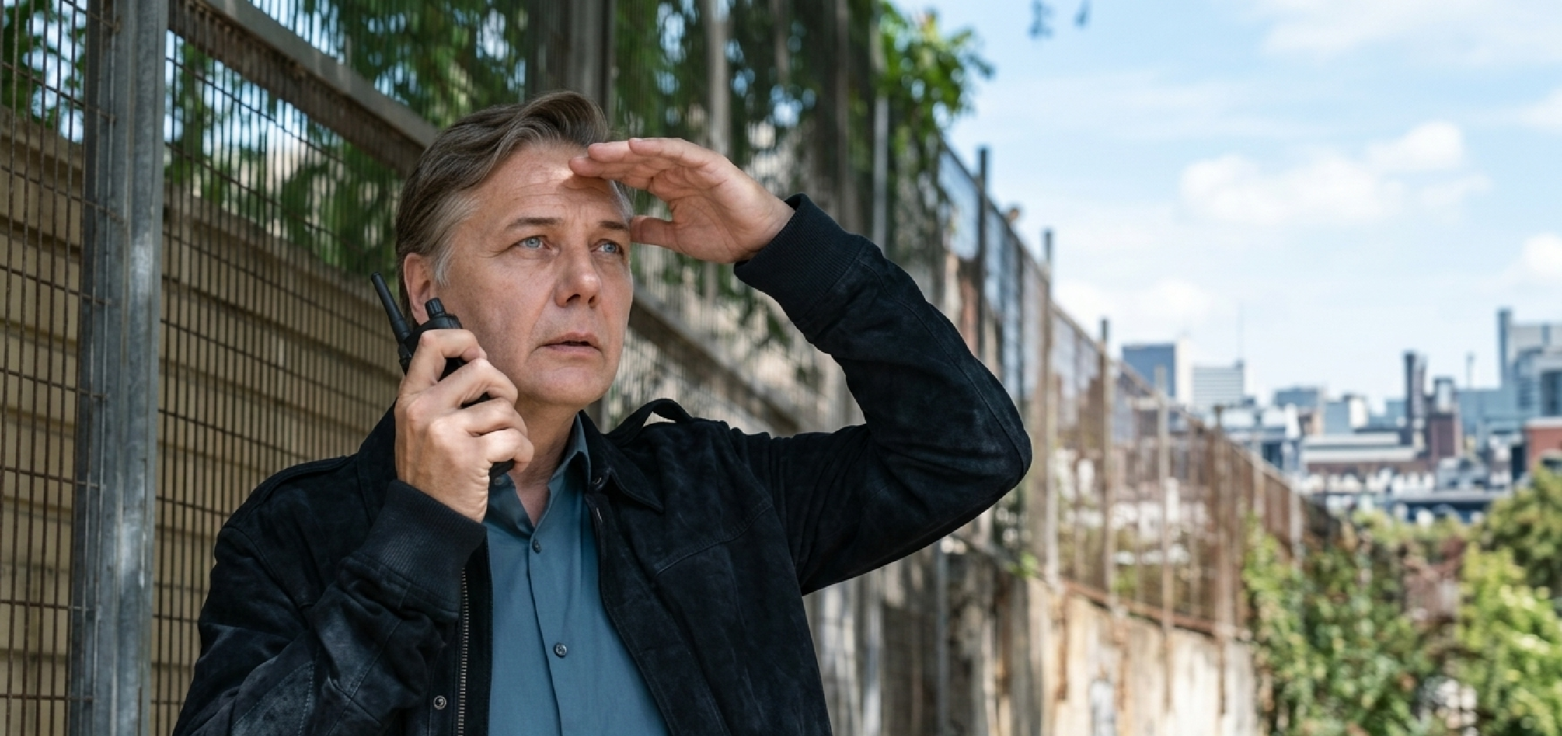 DS Kim Cardwell Criminal Record S01 black utility jacket rugged heavyweight canvas field coat with suede texture, tactical military epaulettes, and storm flap design