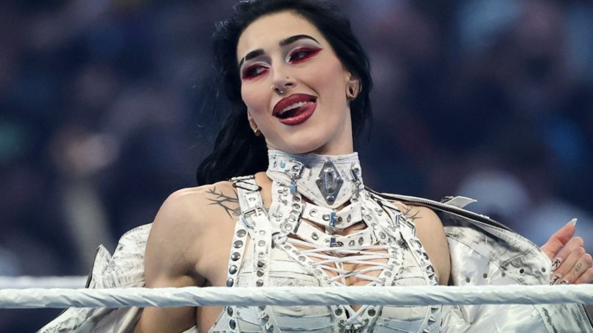 Rhea Ripley WrestleMania 42 Vest WWE Women’s Champion Asylum Inspired Battle Worn Wrestling Fashion Statement Outfit