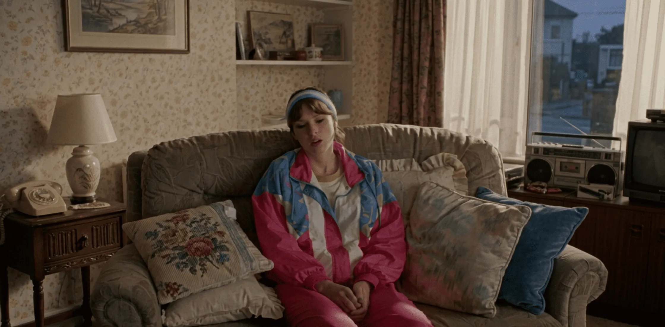 Opalite Taylor Swift Pink Vintage Tracksuit with neon pink, white, and blue color-block design, featuring retro 90s windbreaker jacket and matching trousers