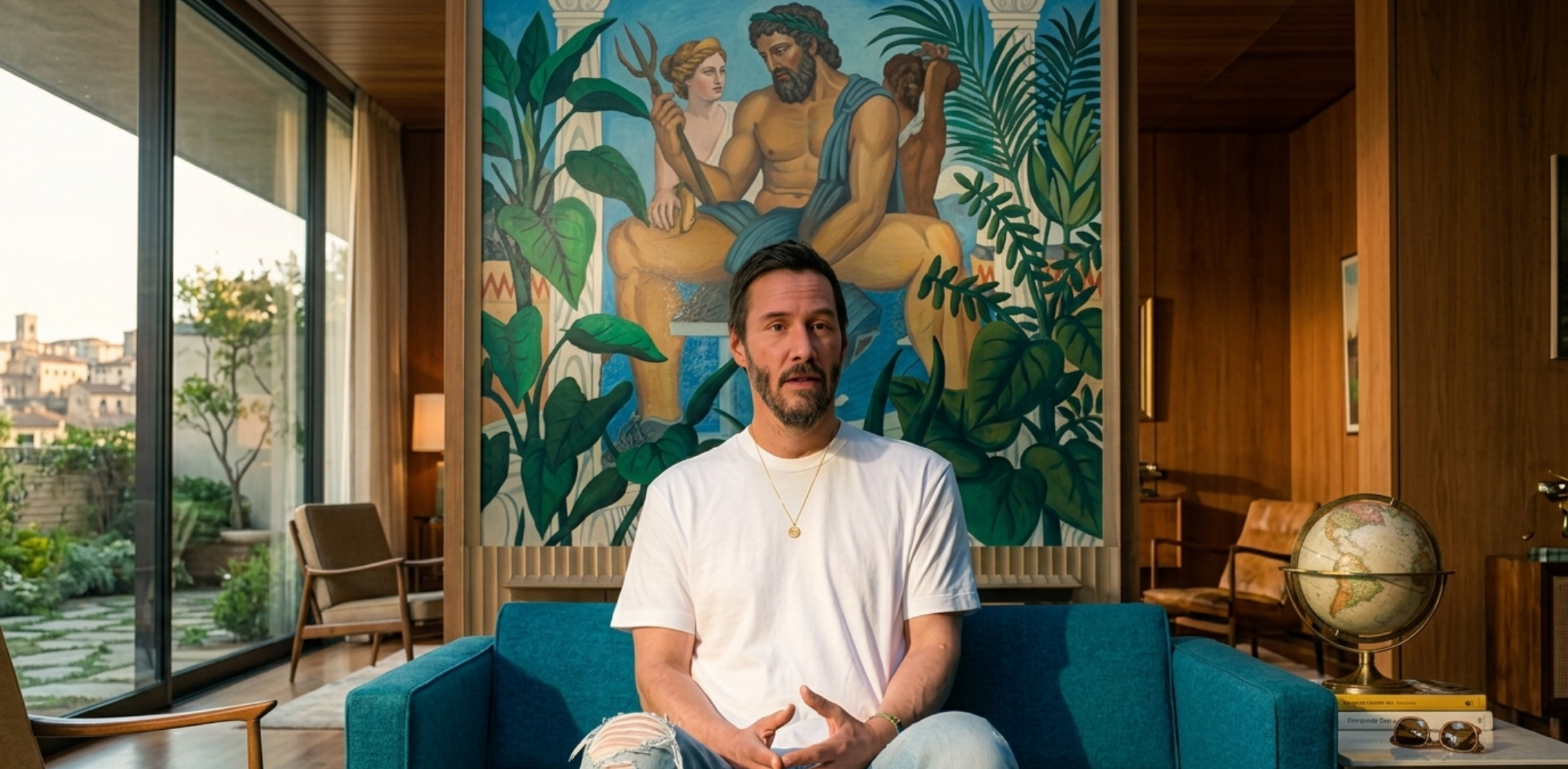 Keanu Reeves Outcome 2026 white T-shirt boxy fit heavyweight ribbed crew neck minimalist plain tee clean modern casual style premium cotton fabric