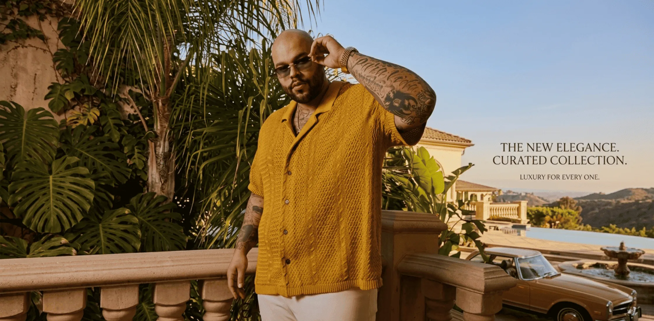 Love Hotel S01 Jason Yellow Crochet Shirt with mustard tone and multicolor stripes summer fashion outfit