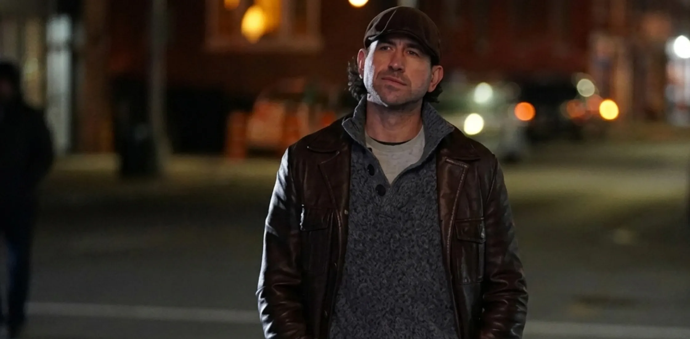 Shoresy S02 Terry Ryan Brown Leather Coat with notch lapel and rugged hockey-inspired style