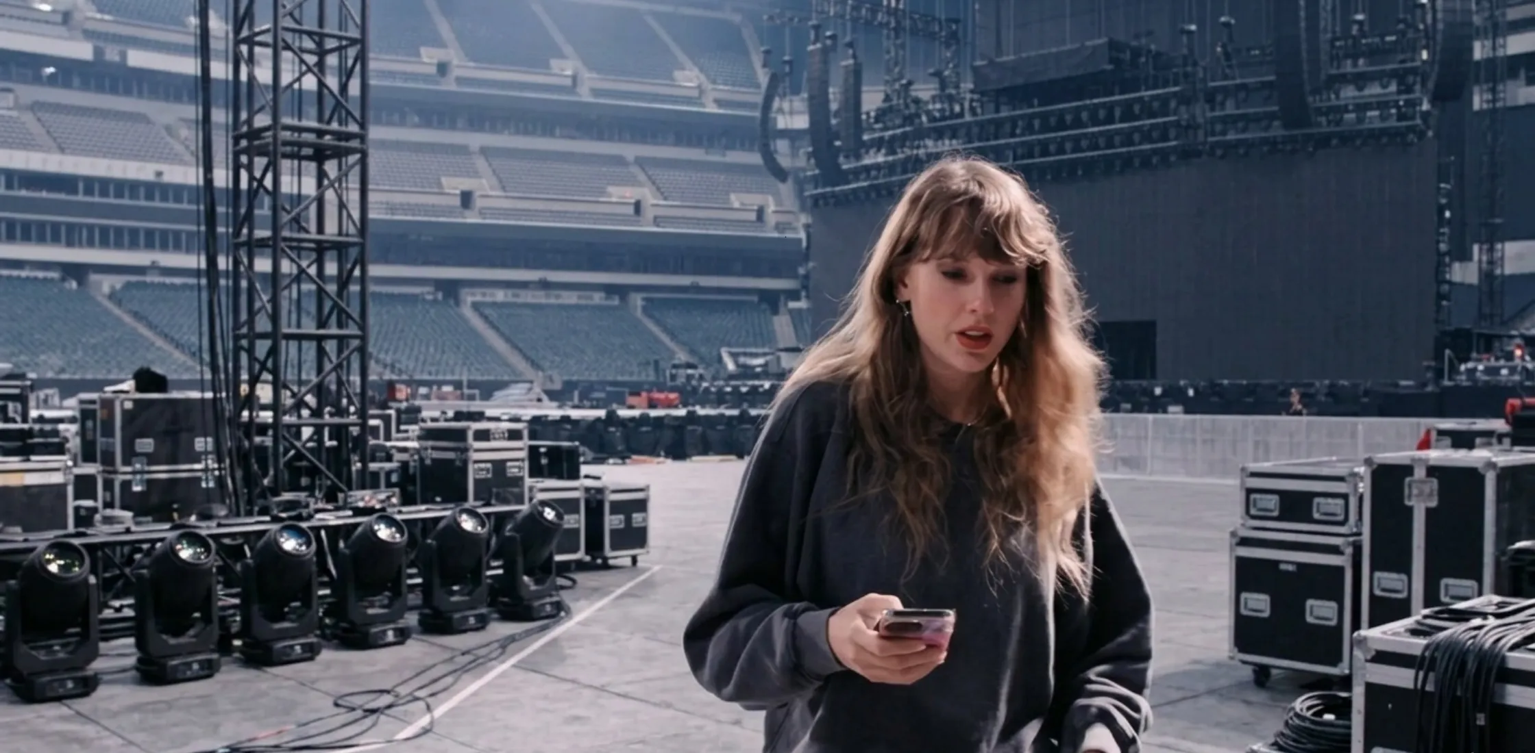Taylor Swift Eras Tour Charcoal Grey Oversized Sweatshirt inspired by The End of An Era collection featuring vintage distressed design and tour graphics