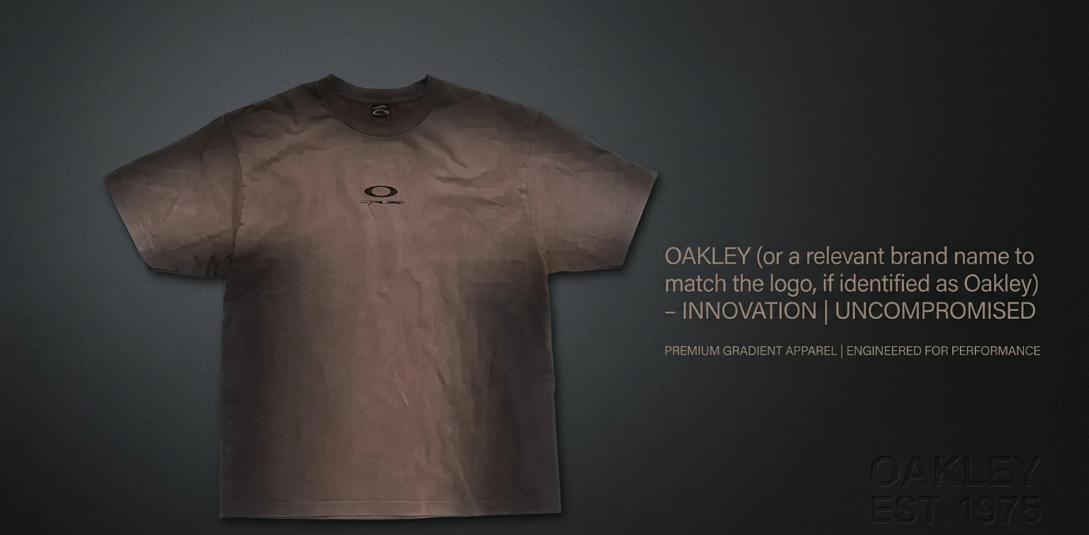 CJ x Oakley Day Zero minimal streetwear T-shirt in faded espresso brown with relaxed boxy fit and tonal chest logo, styled for modern urban fashion.