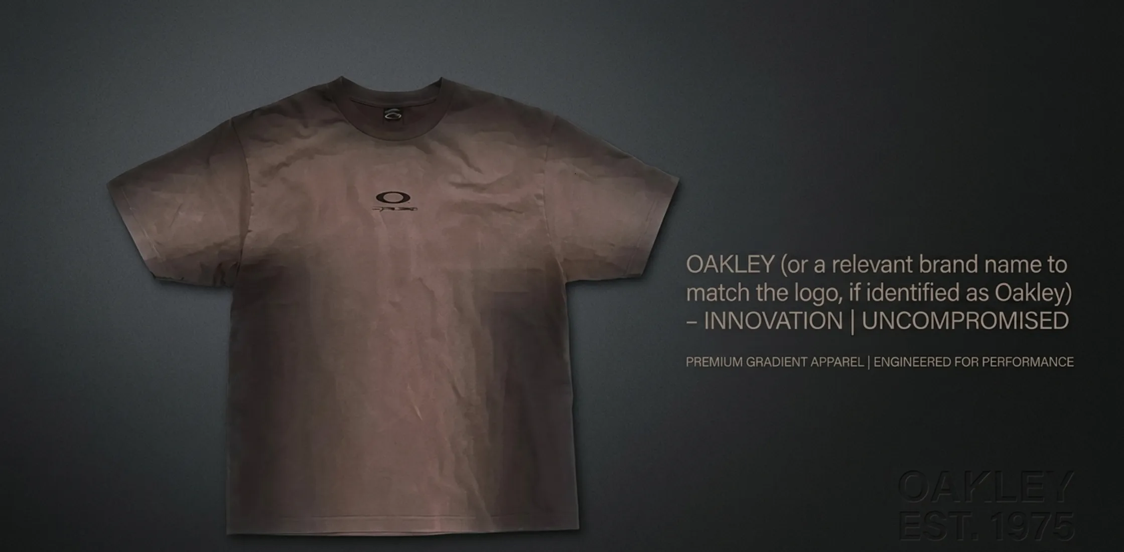 CJ x Oakley Day Zero minimal streetwear T-shirt in faded espresso brown with relaxed boxy fit and tonal chest logo, styled for modern urban fashion.