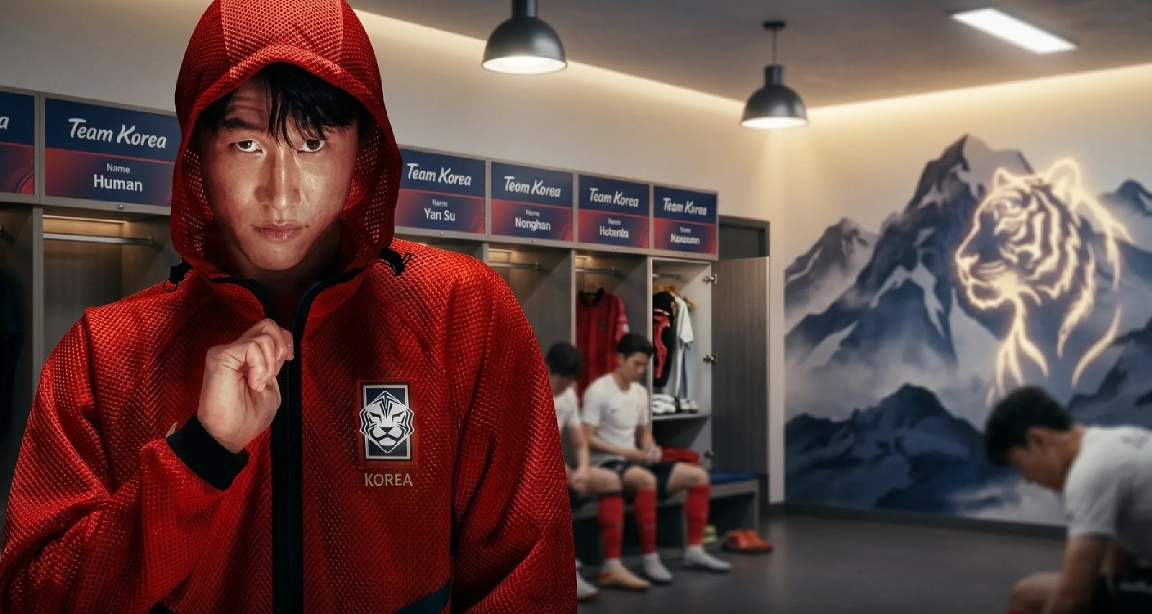 World Cup 2026 Korea red anthem jacket with tiger crest design
