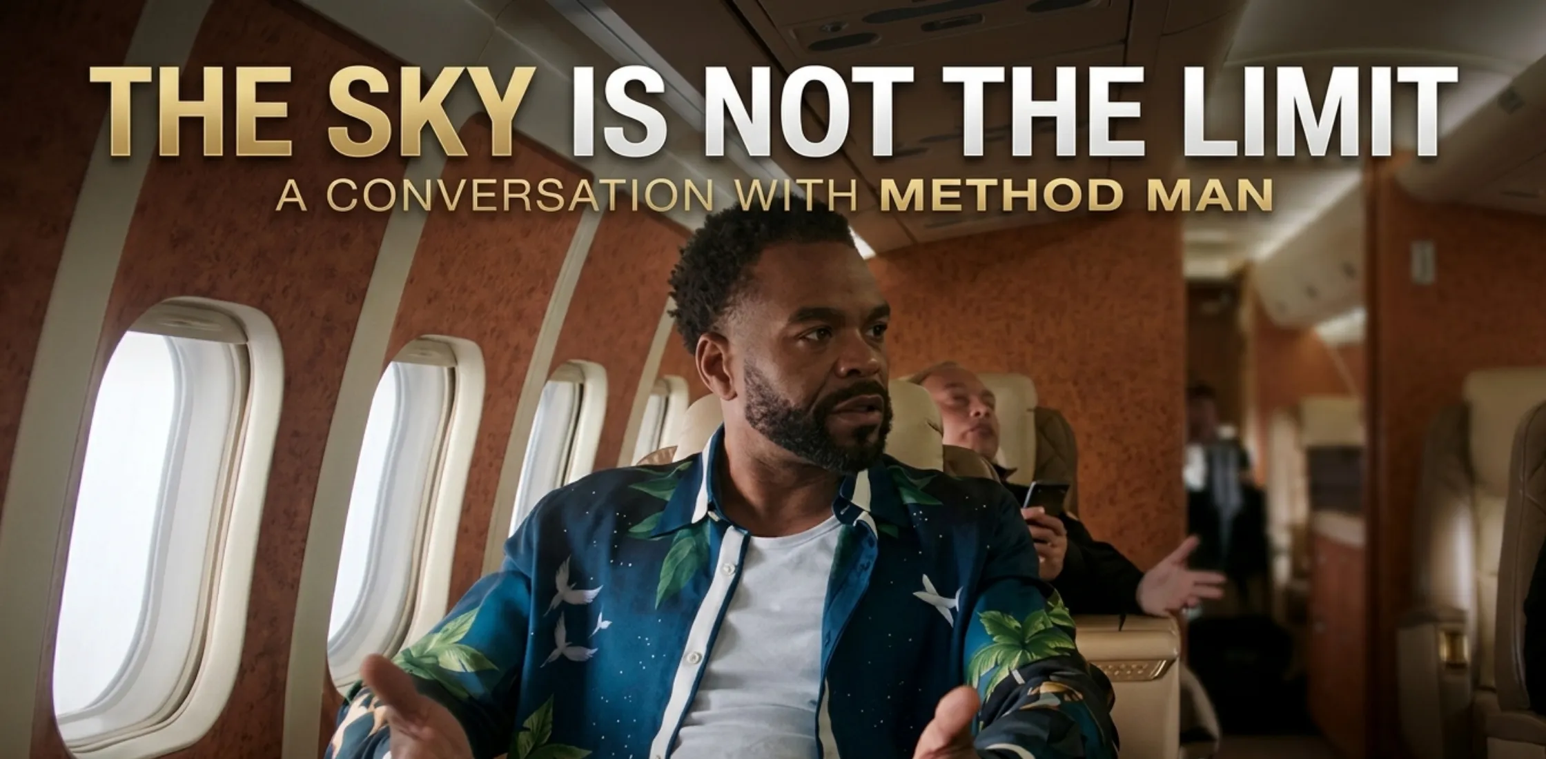 Method Man wearing Shadow Force 2025 blue printed silk shirt with tropical cinematic design and luxury streetwear styling