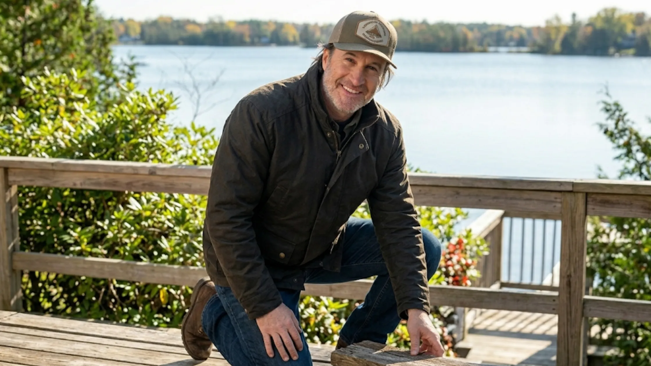 Scott Patterson Harry “Sully” Sullivan black waxed cotton field jacket with stand collar flap pockets storm flap closure rugged outdoor utility jacket