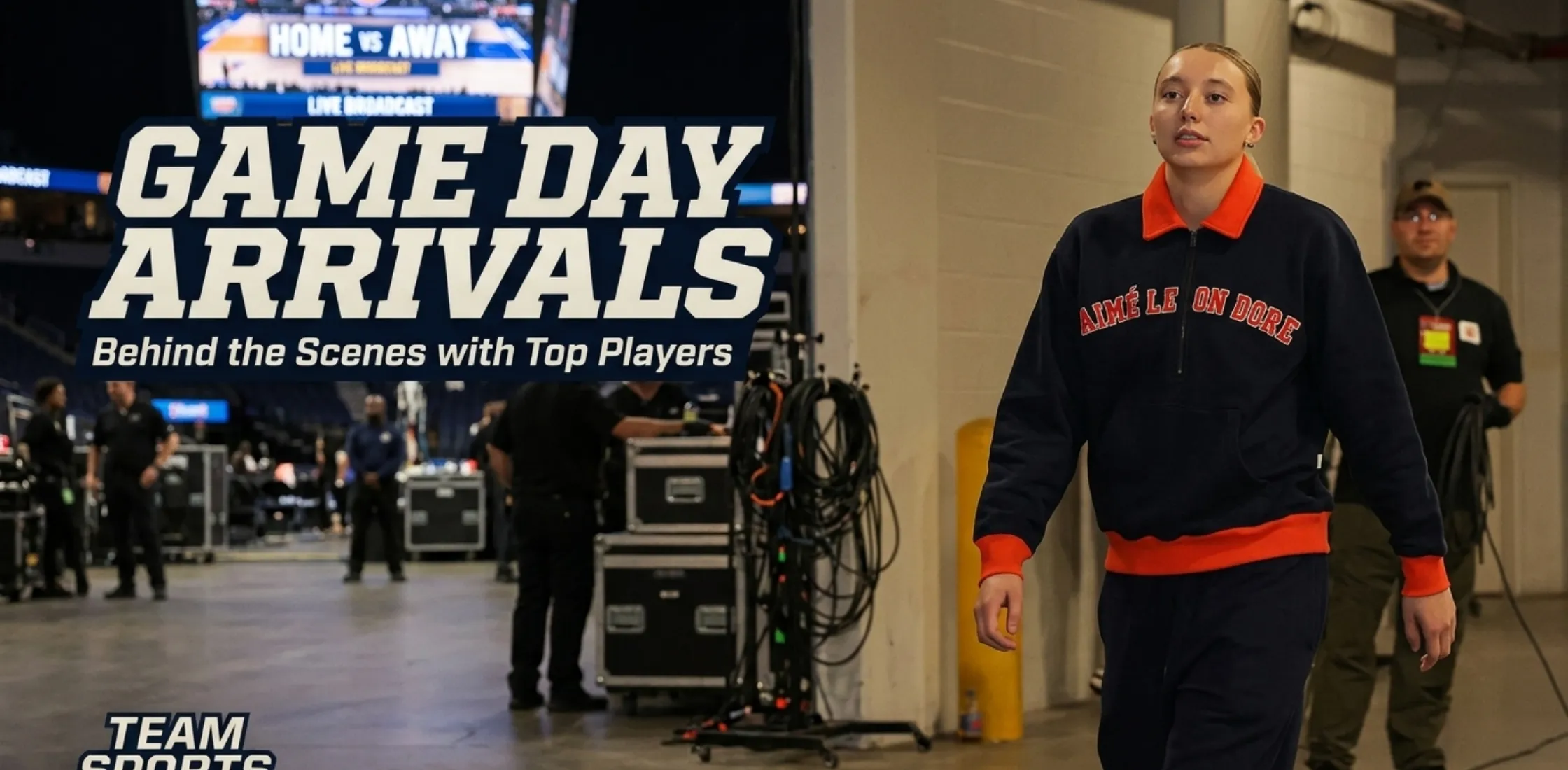 Paige Bueckers Dallas Wings tunnel style navy and orange collegiate quarter-zip sweatshirt game-day WNBA fashion look 2026