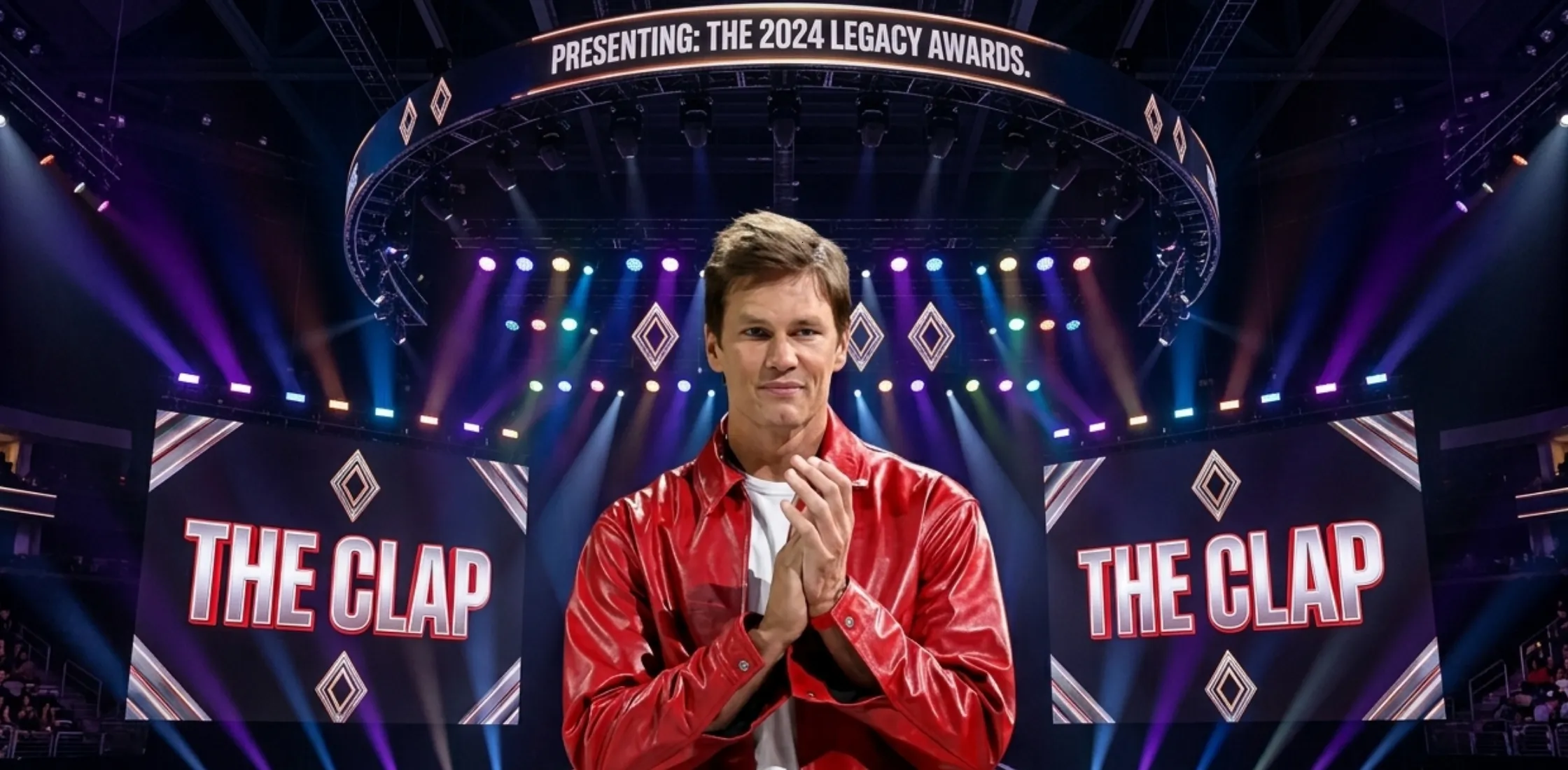 Tom Brady Phoenix Mercury vs Las Vegas Aces red leather jacket courtside WNBA 2026 season opener high-shine luxury bomber jacket silver zipper details structured fit stadium couture fashion