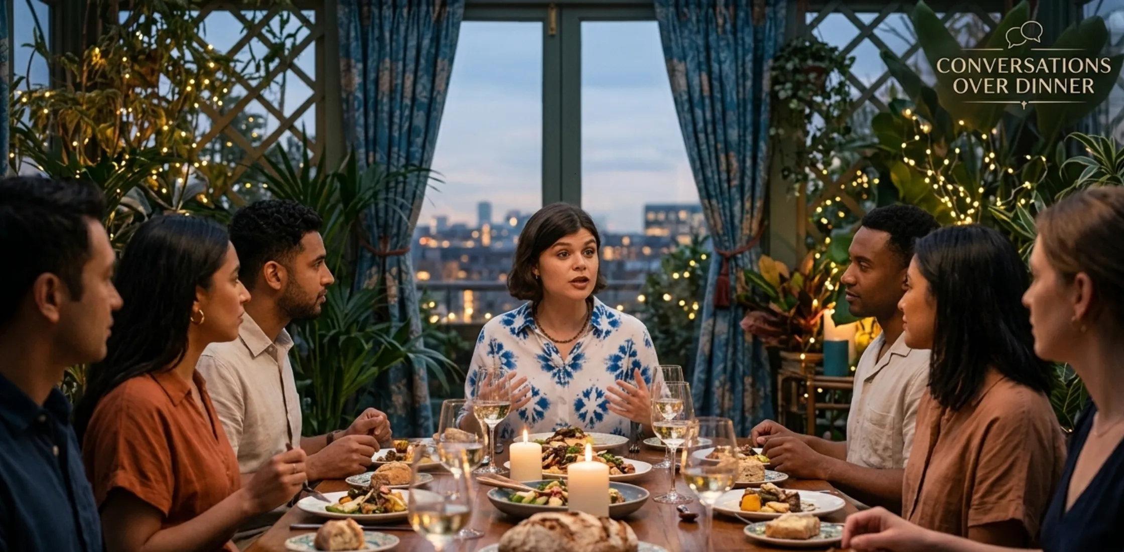 Gwyneth Keyworth Death Valley S01 DS Janie Mallowan Blue Pattern White Shirt