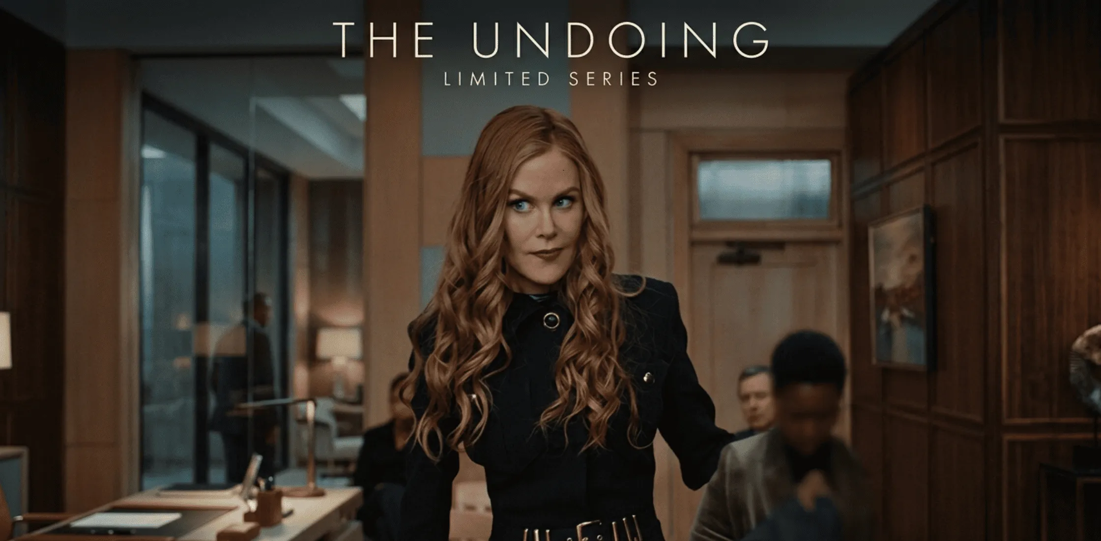 Nicole Kidman Margo’s Got Money Troubles black belted utility jacket with gold buckle straps