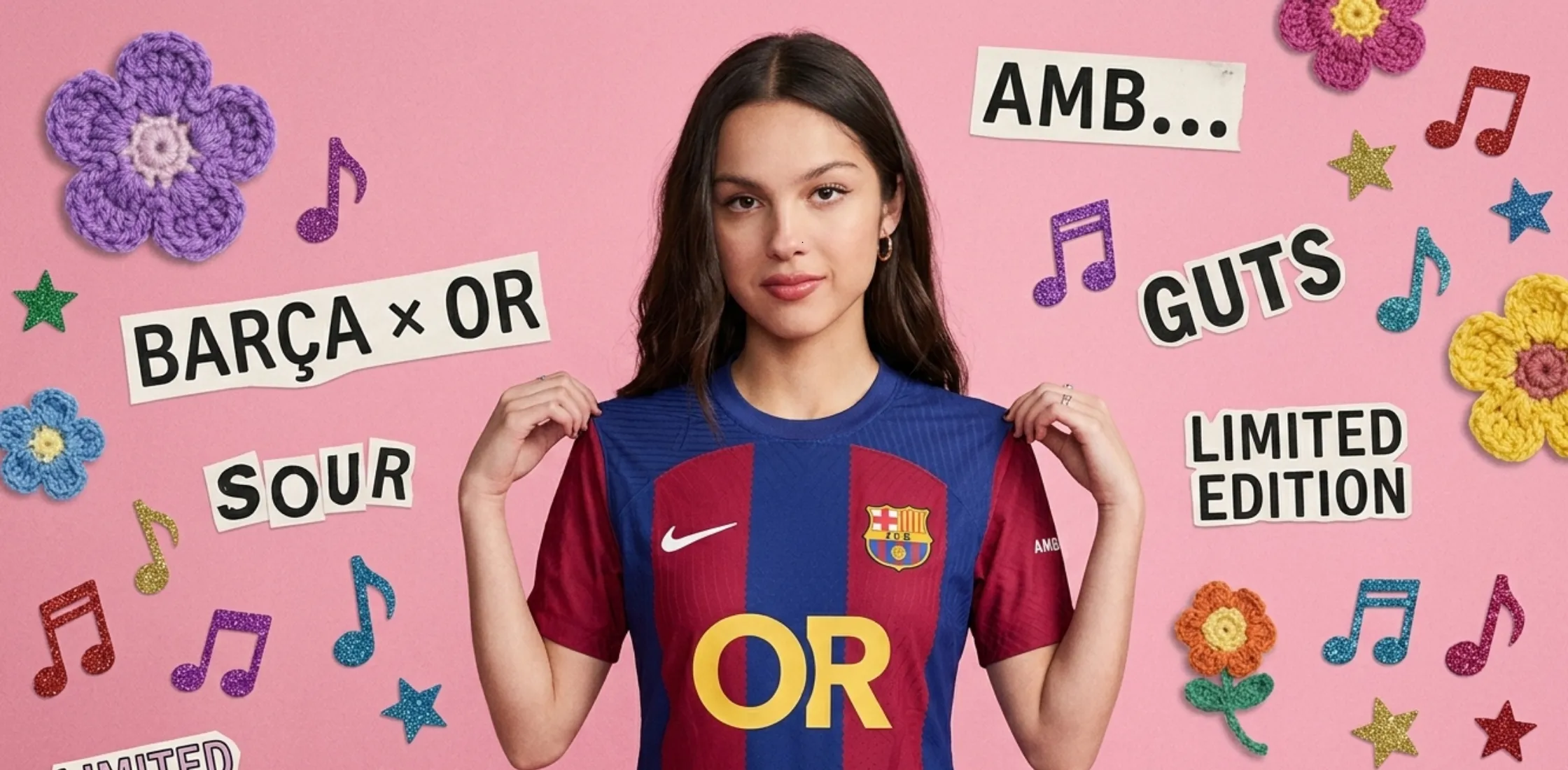 Olivia Rodrigo Barcelona Shirt FC Barcelona x Olivia Rodrigo limited edition blue and red football jersey streetwear fashion design