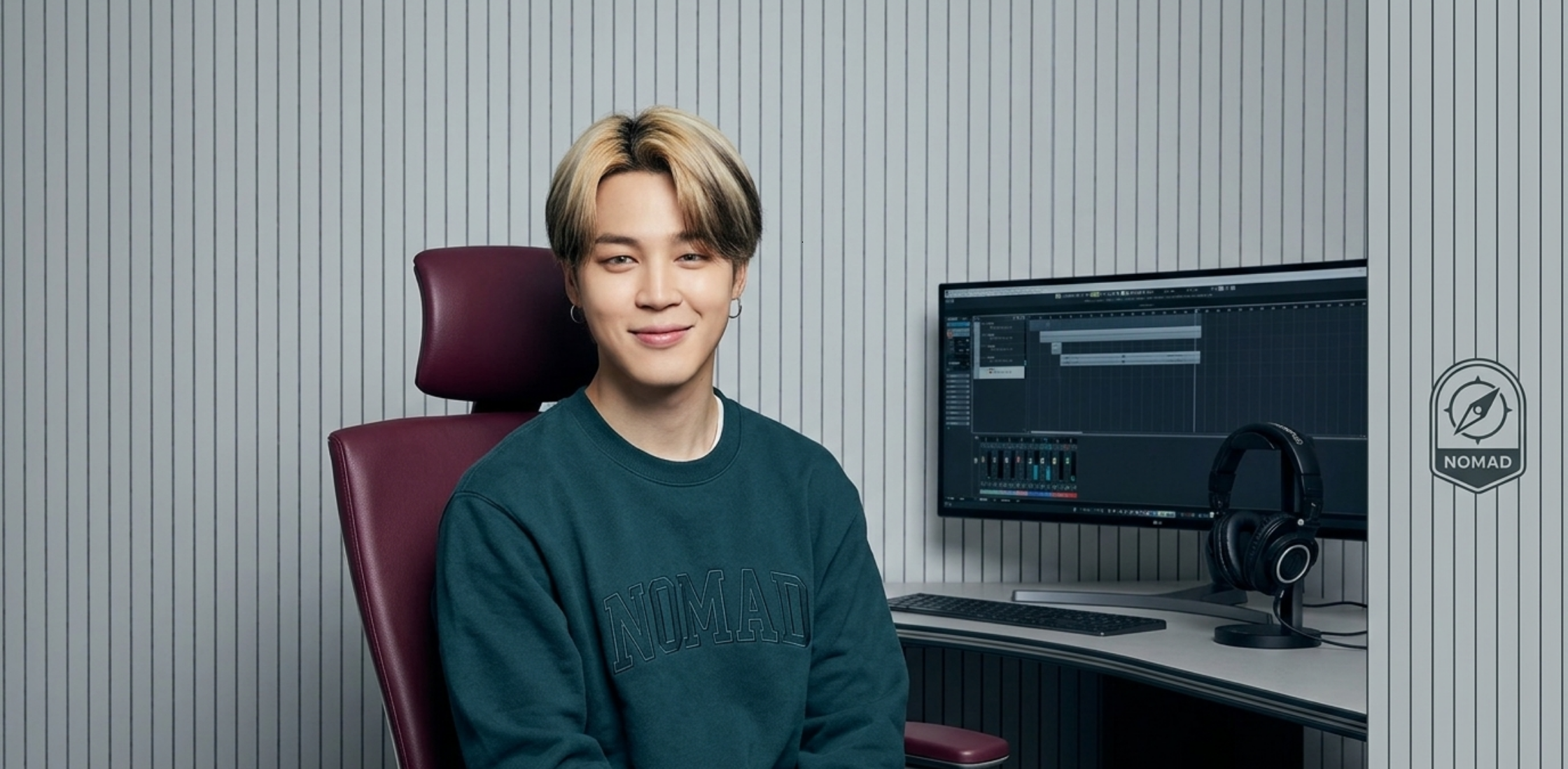 BTS Be A Good Human Jimin black crewneck sweatshirt with white minimalist graphic streetwear design