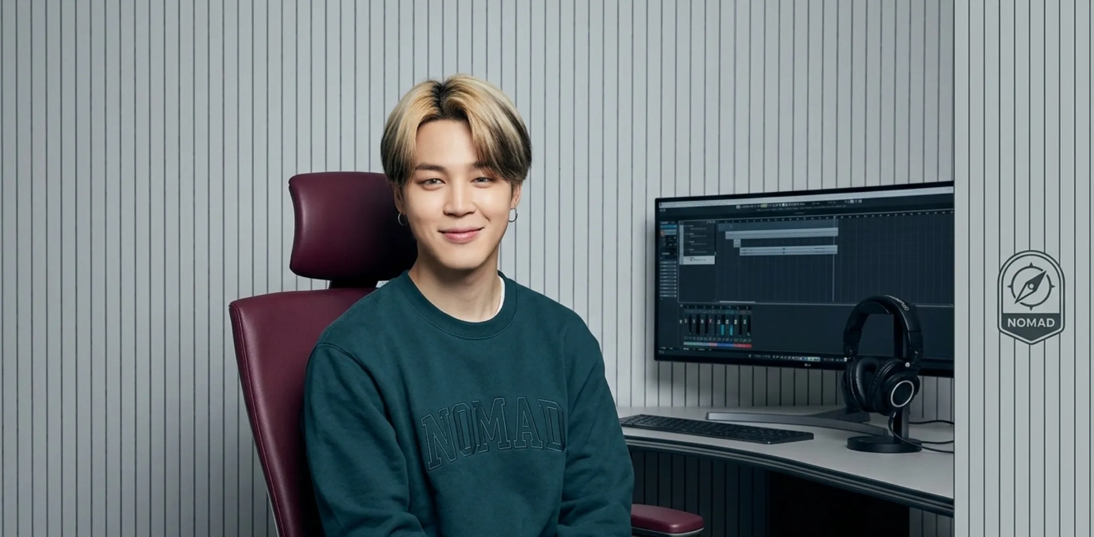 BTS Be A Good Human Jimin black crewneck sweatshirt with white minimalist graphic streetwear design