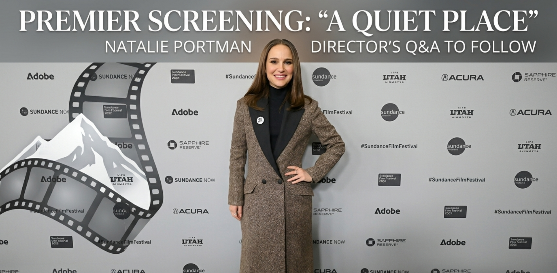 Natalie Portman 2026 Sundance Film Festival Brown Wool Maxi Coat with Black Peak Lapels