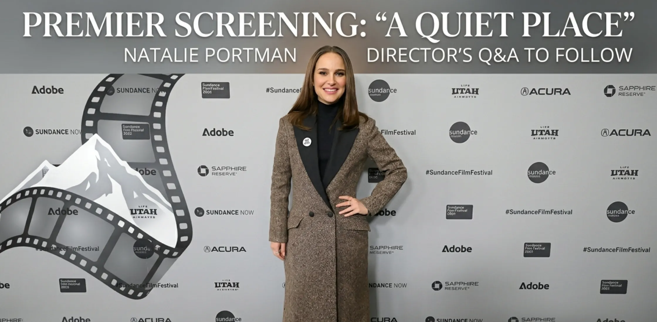 Natalie Portman 2026 Sundance Film Festival Brown Wool Maxi Coat with Black Peak Lapels