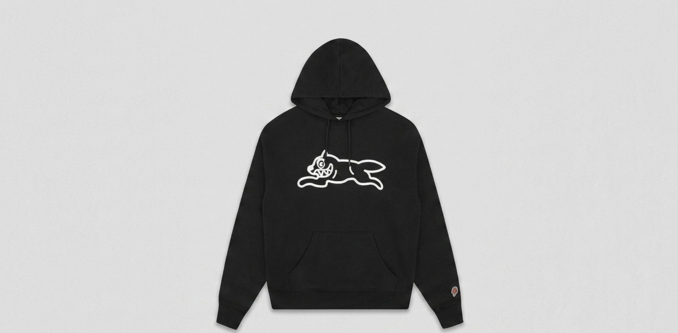 Billionaire Boys Club Black Running Dog Hoodie with iconic white chest graphic and ICECREAM sleeve detail in premium streetwear style