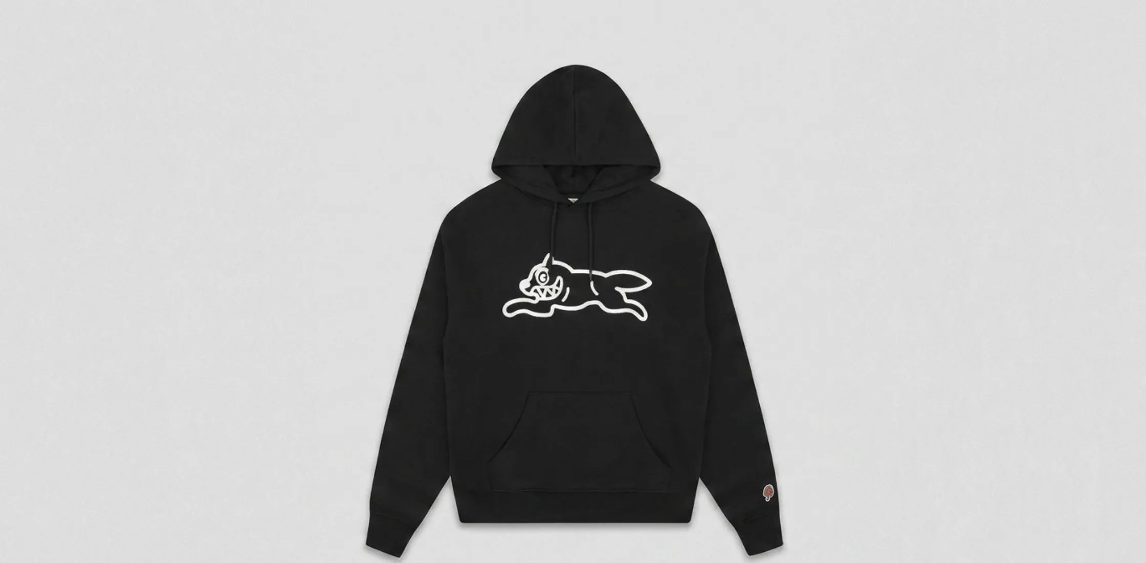 Billionaire Boys Club Black Running Dog Hoodie with iconic white chest graphic and ICECREAM sleeve detail in premium streetwear style