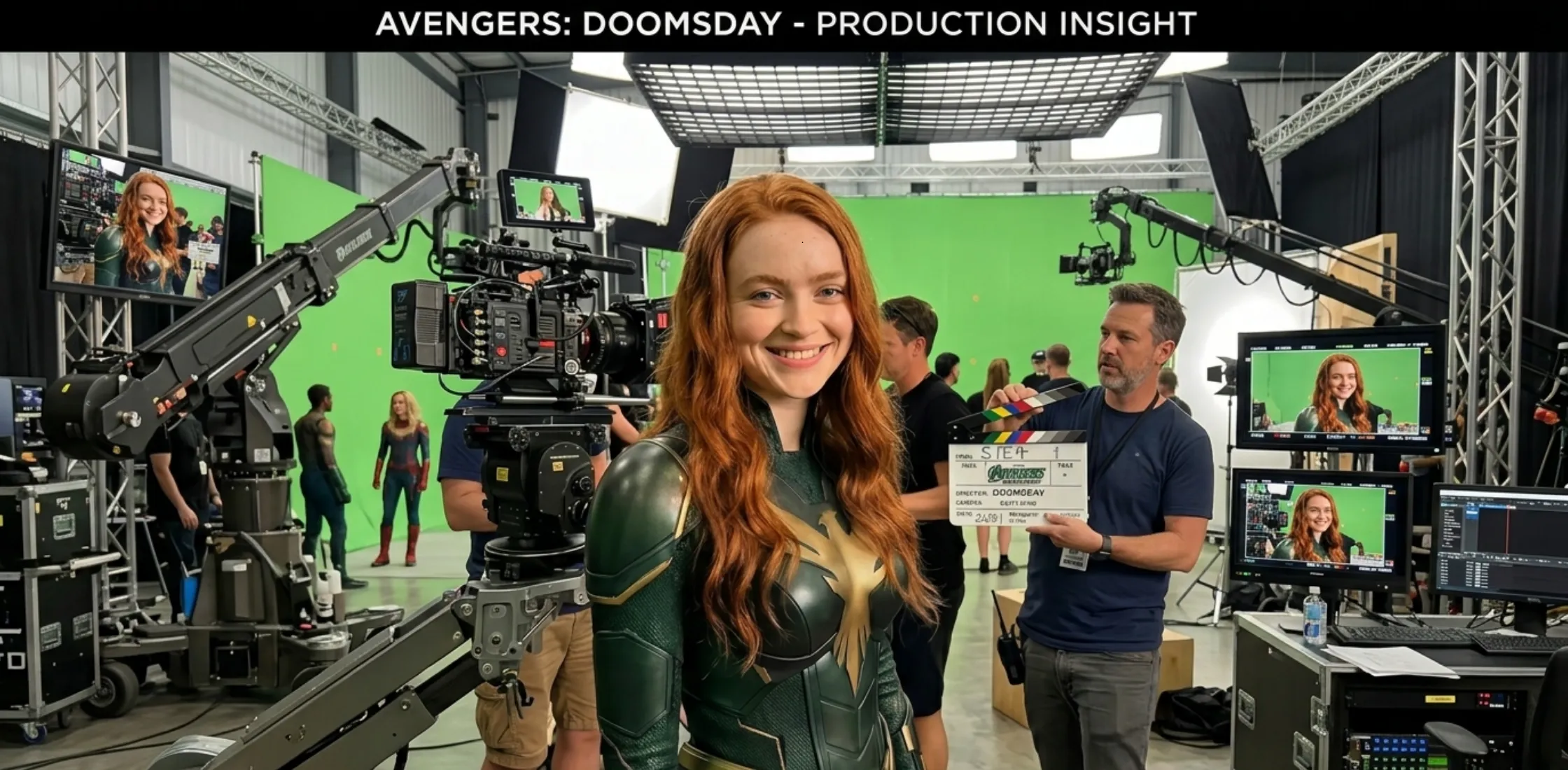 Sadie Sink Spider-Man Brand New Day Phoenix Force tactical leather jacket with gold accents and honeycomb mesh panels in black armored streetwear style