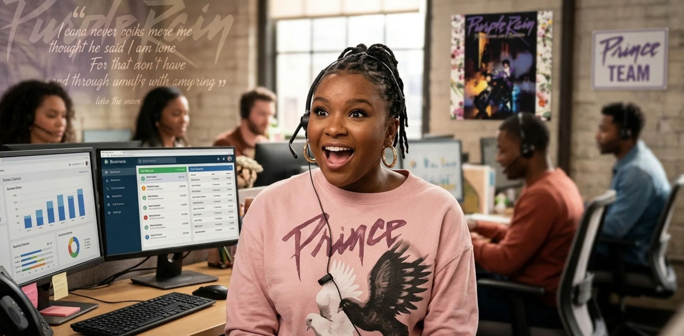 Abbott Elementary 2026 Courtney Taylor Prince Graphic Dusty Rose Cropped Oversized Sweatshirt