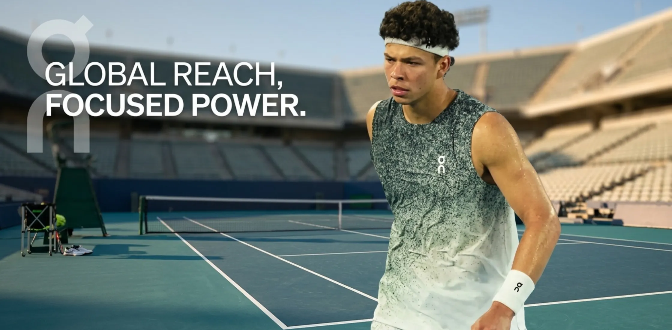 Ben Shelton 2026 Australian Open green and white gradient tennis tank top with digital pixel print and sleeveless athletic design