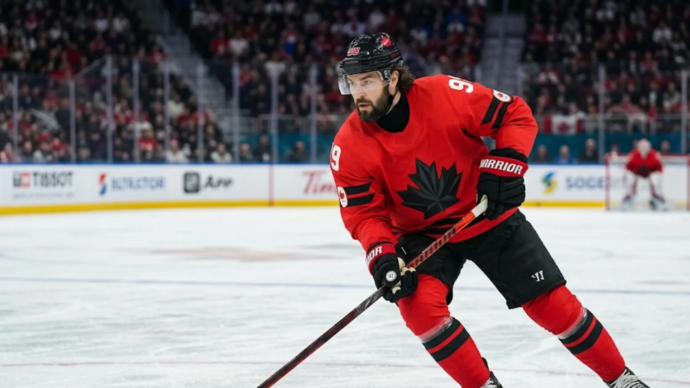 Drew Doughty Team Canada 2026 Milano Cortina Olympics red fleece jersey jacket featuring black faceted maple leaf crest.