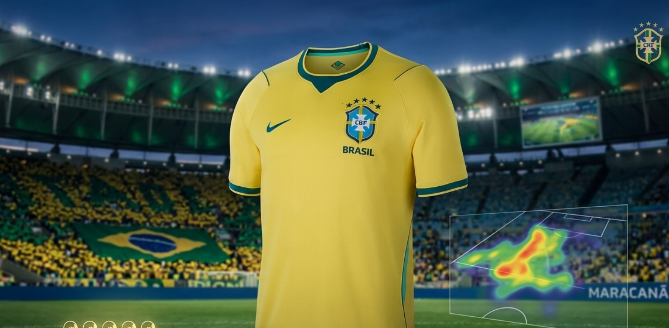 Brazil 2026 Home Jersey yellow football shirt with teal green side panels, CBF crest, and breathable performance design for match-day wear