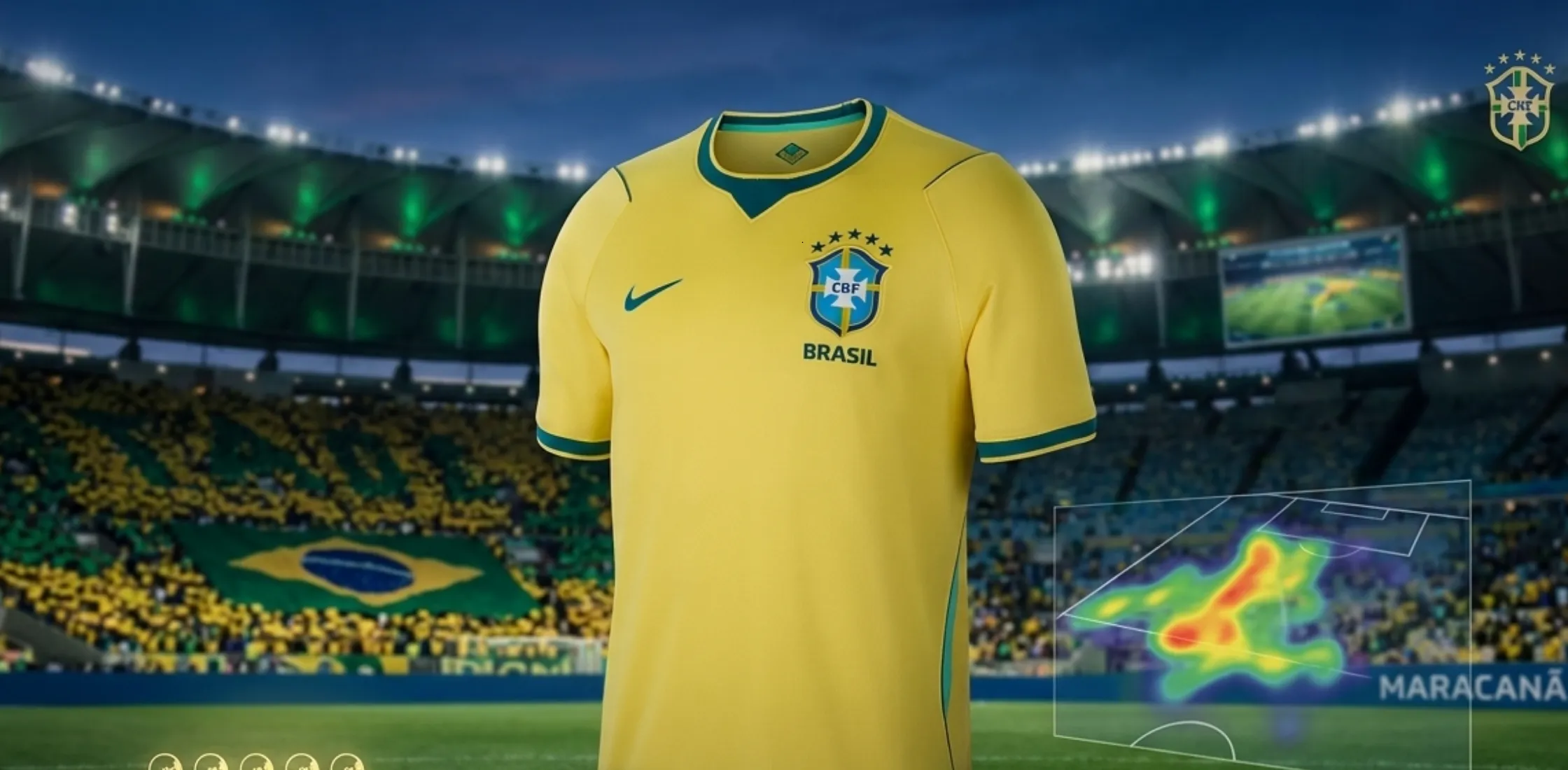 Brazil 2026 Home Jersey yellow football shirt with teal green side panels, CBF crest, and breathable performance design for match-day wear