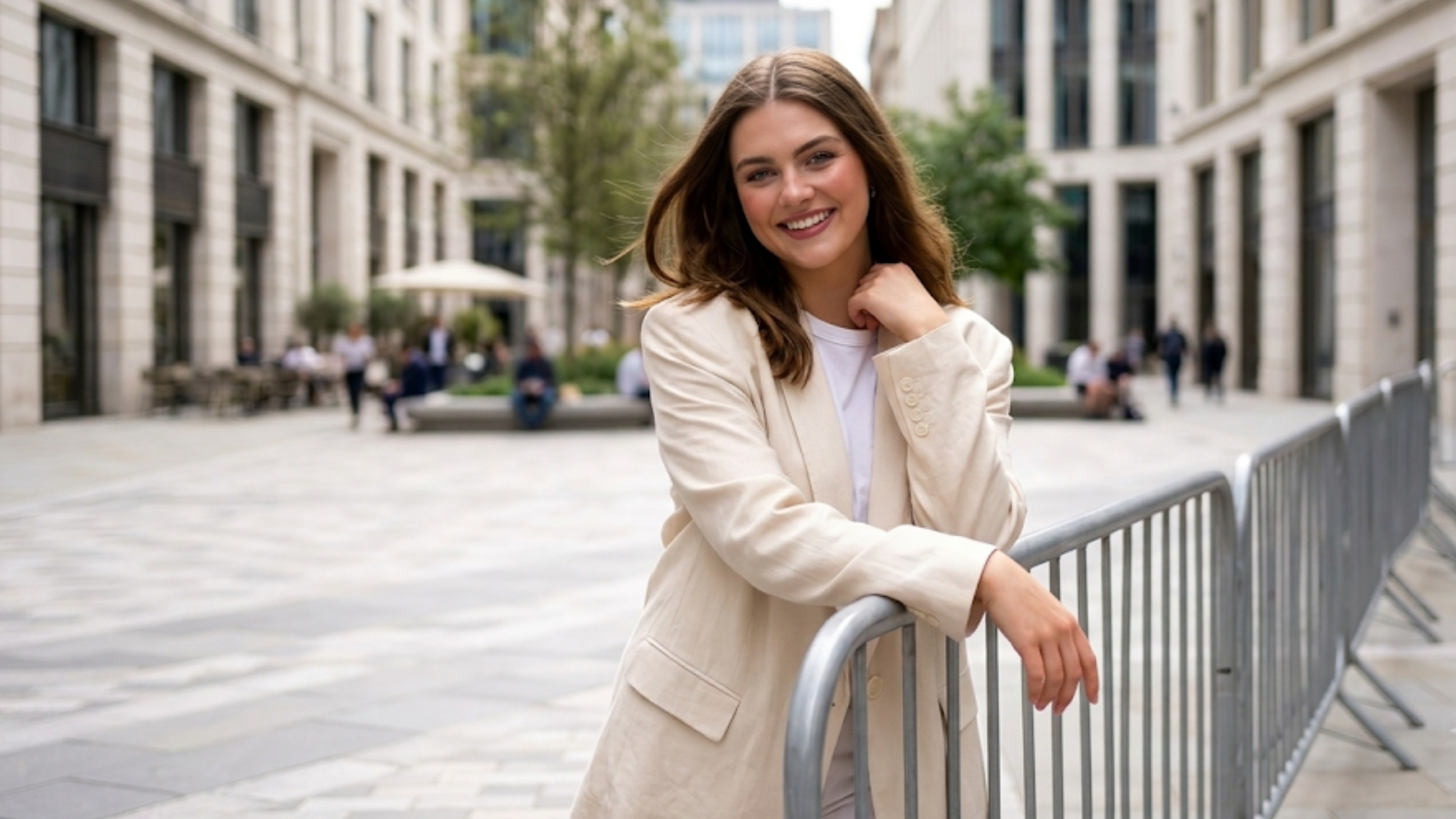Today Show 2026 Ella Bright oversized white blazer with shawl lapel, single-breasted front, and relaxed tailored silhouette