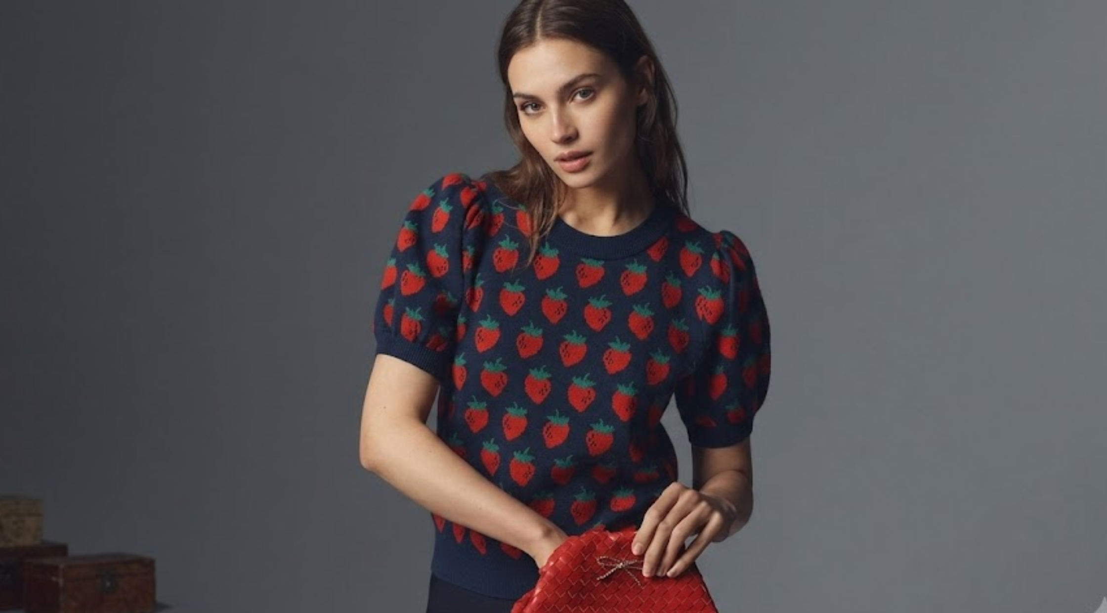 9-1-1 Season 8 Mara Driskell Strawberry Printed Puff Short-Sleeve Top