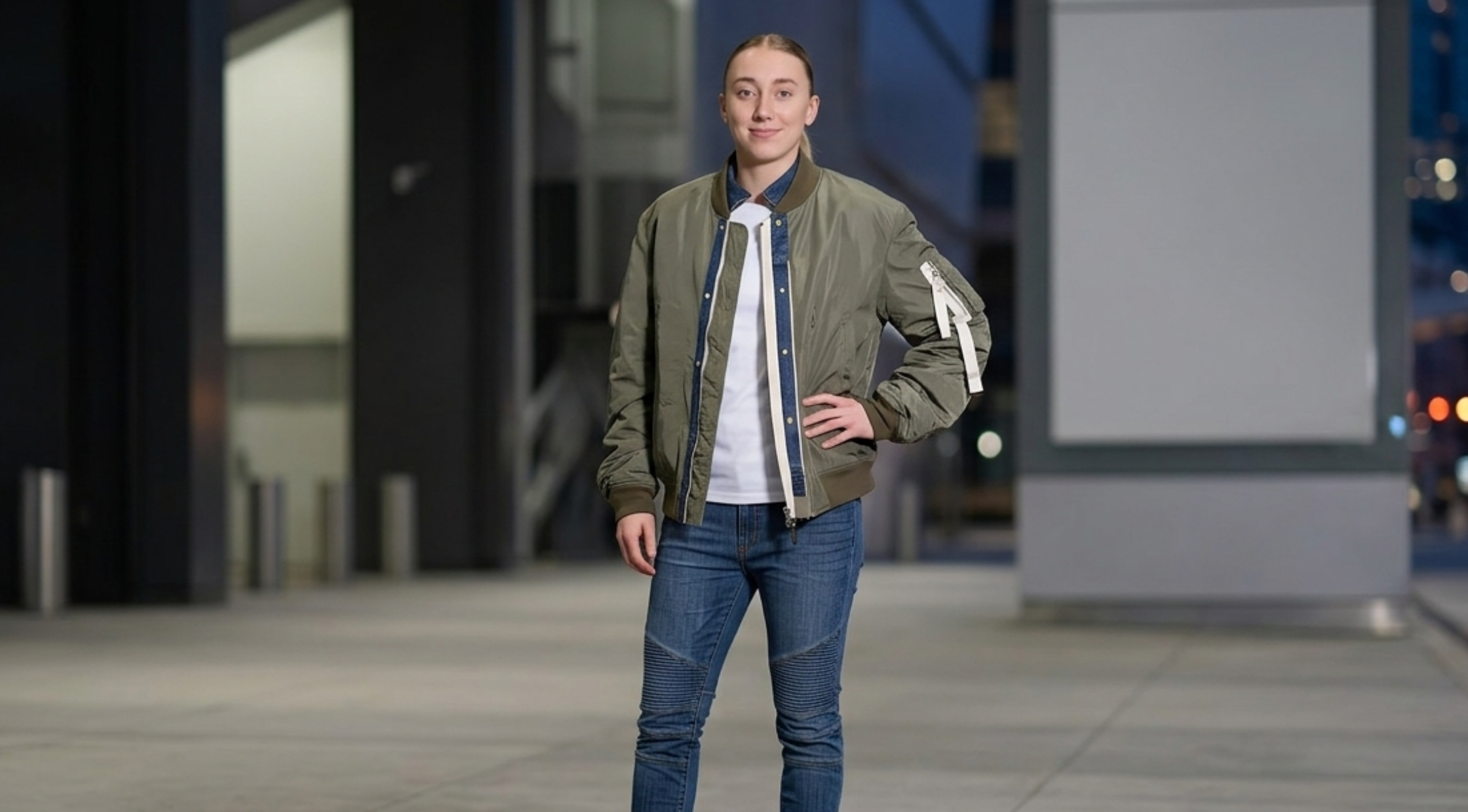 Paige Bueckers Dallas Wings vs Minnesota Lynx Olive Green Bomber Jacket