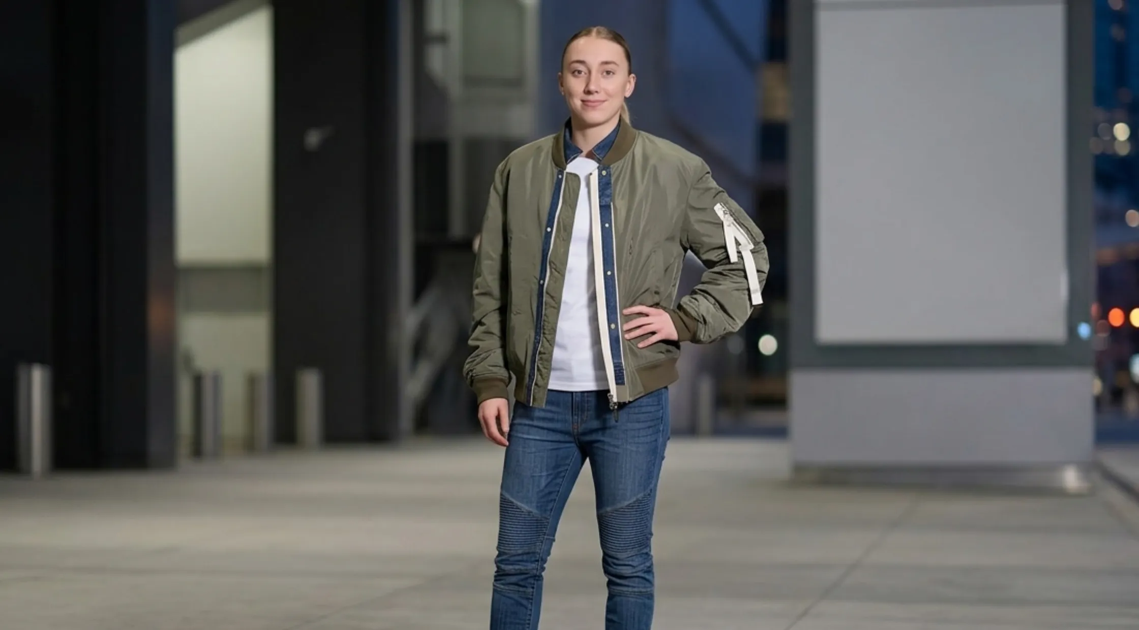 Paige Bueckers Dallas Wings vs Minnesota Lynx Olive Green Bomber Jacket