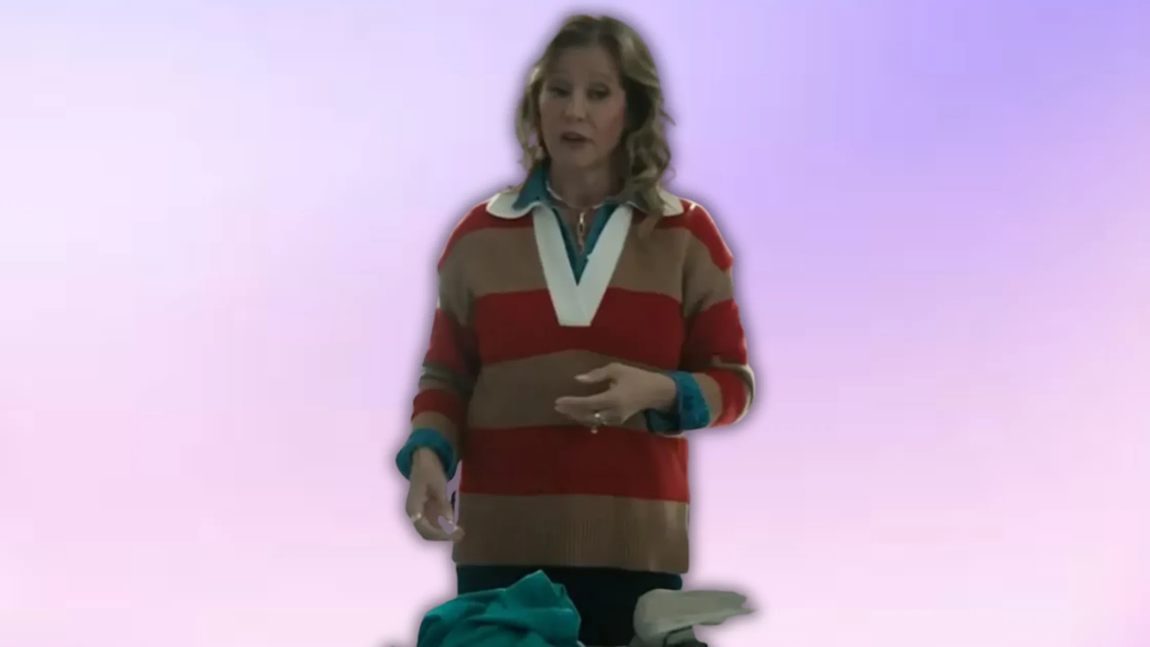 Why the Grosse Pointe Garden Society Nancy Travis Red Striped Polo Sweater Is the Ultimate Collegiate Style Inspo