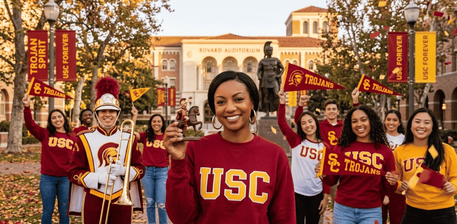 Gabrielle Dennis USC Trojans burgundy varsity oversized sweatshirt from Nemesis S01 featuring bold collegiate graphic streetwear style