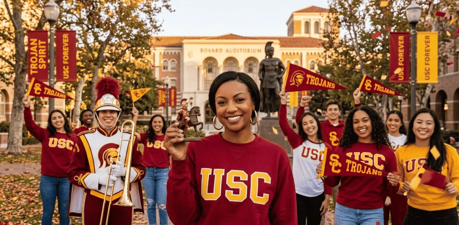 Gabrielle Dennis USC Trojans burgundy varsity oversized sweatshirt from Nemesis S01 featuring bold collegiate graphic streetwear style