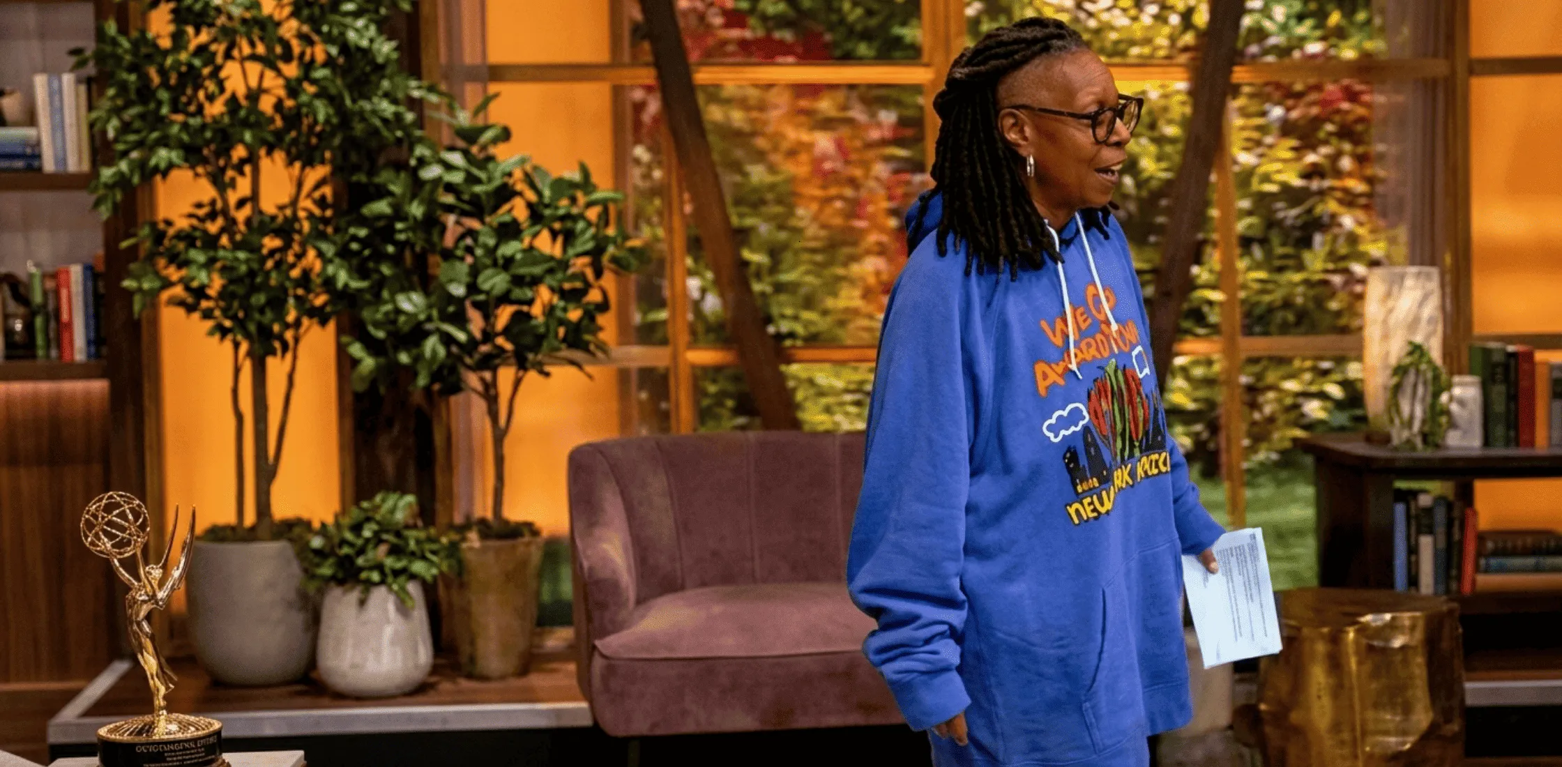 Whoopi Goldberg Knicks blue hoodie streetwear look