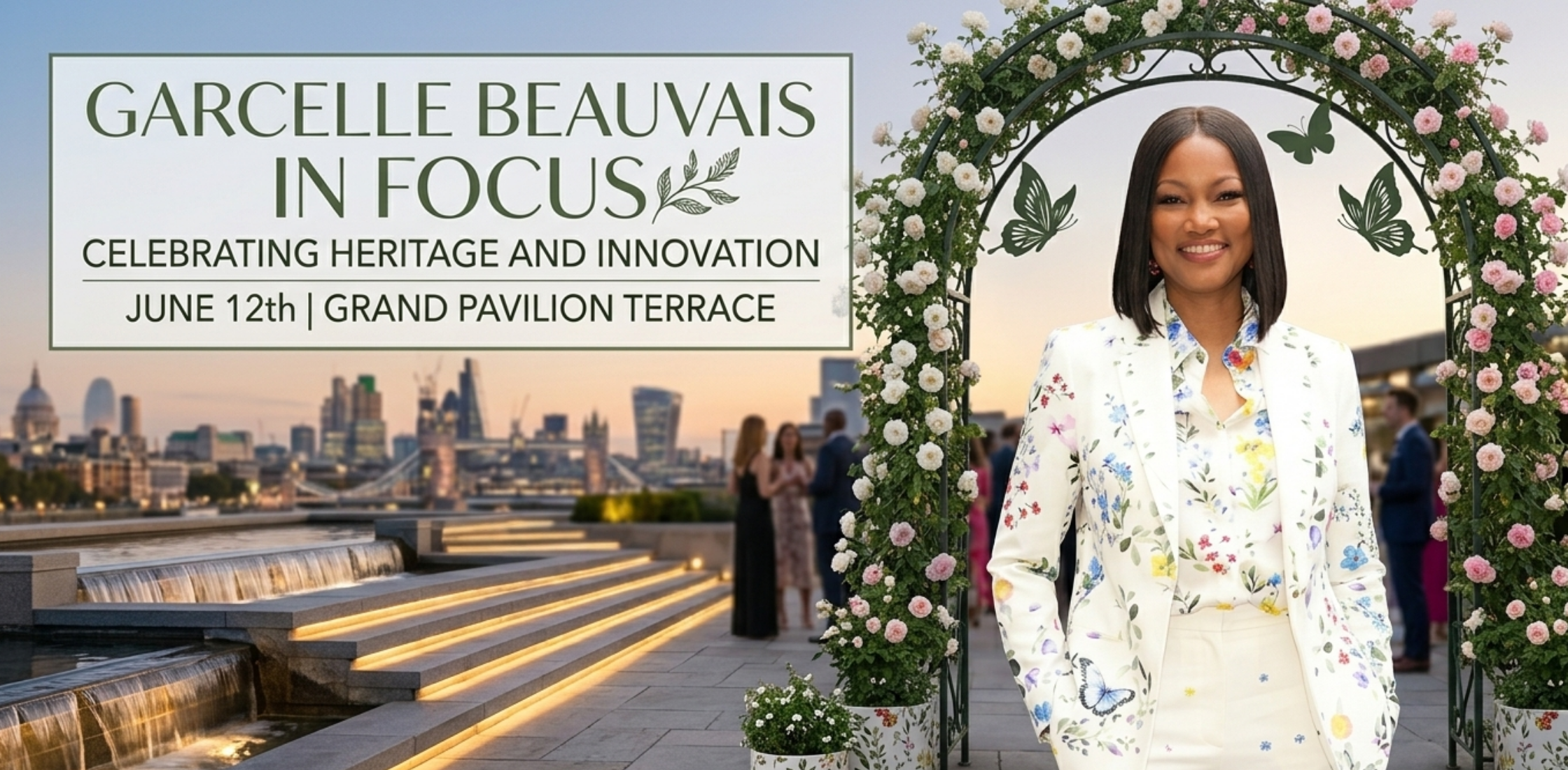 Garcelle Beauvais wearing a white floral botanical blazer on the Today Show featuring vibrant garden-inspired prints and structured tailoring.