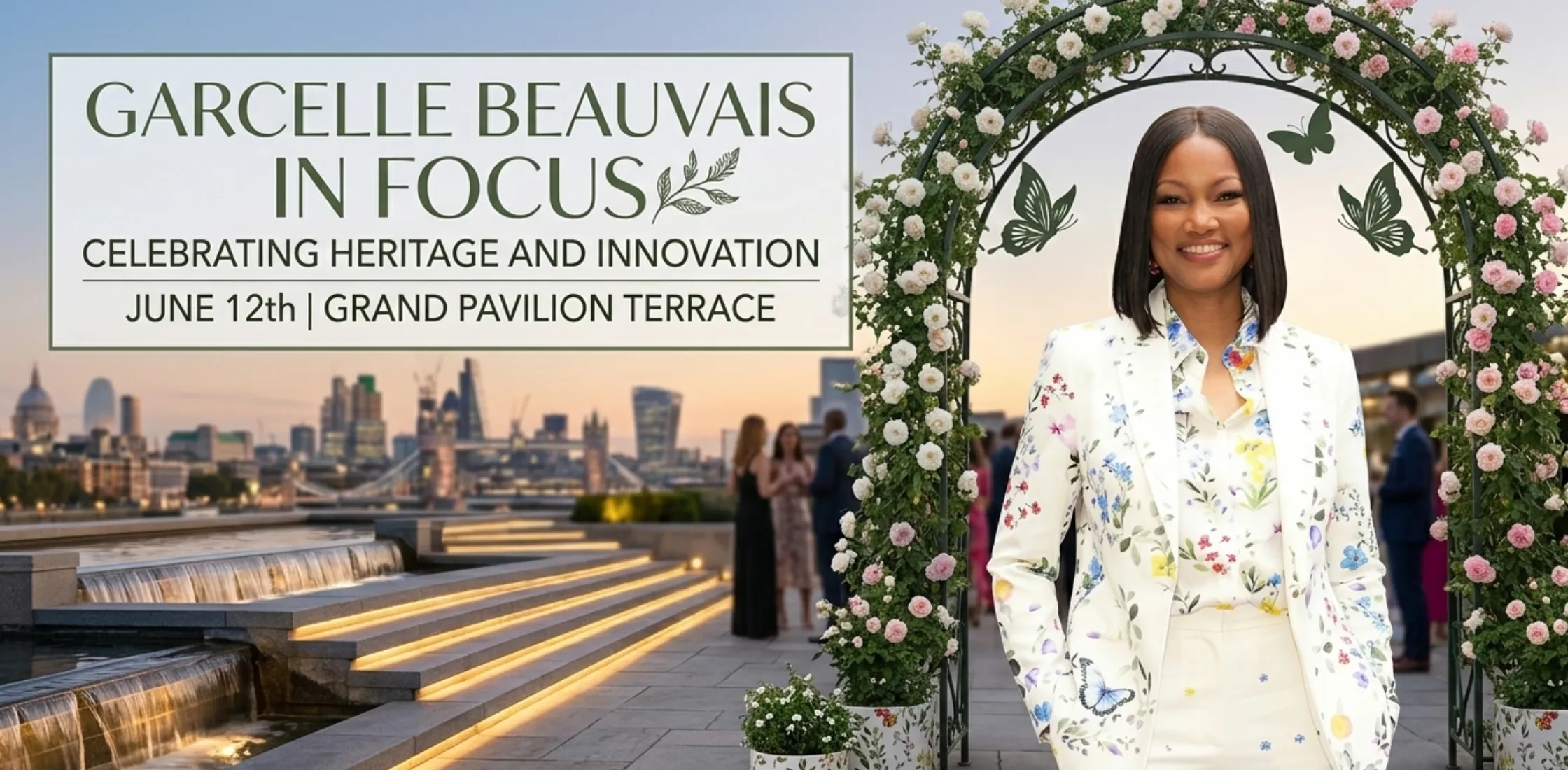 Garcelle Beauvais wearing a white floral botanical blazer on the Today Show featuring vibrant garden-inspired prints and structured tailoring.