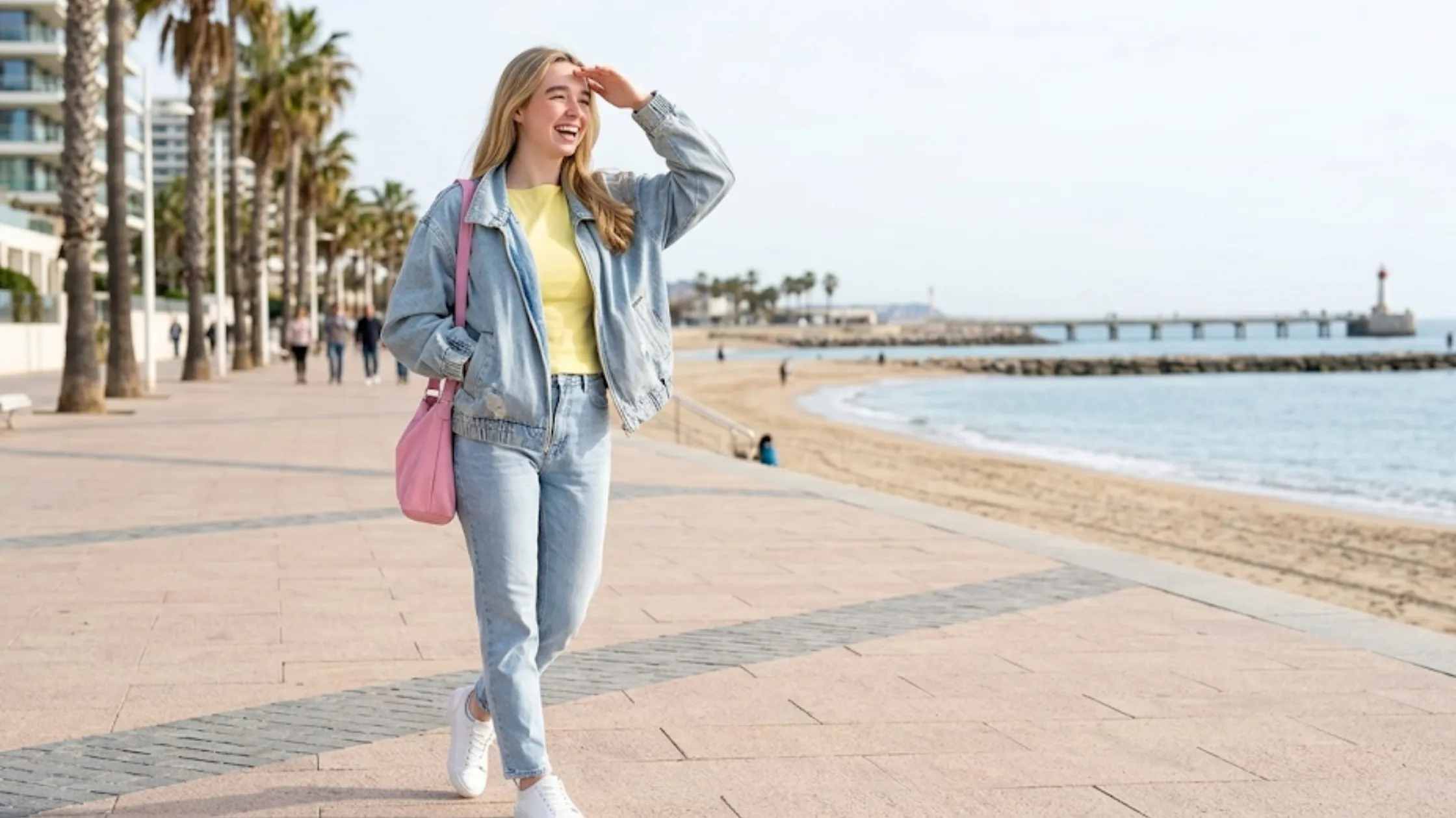 Baylen Out Loud S01 Baylen Dupree light wash denim bomber jacket oversized boxy fit zip front retro streetwear shacket style