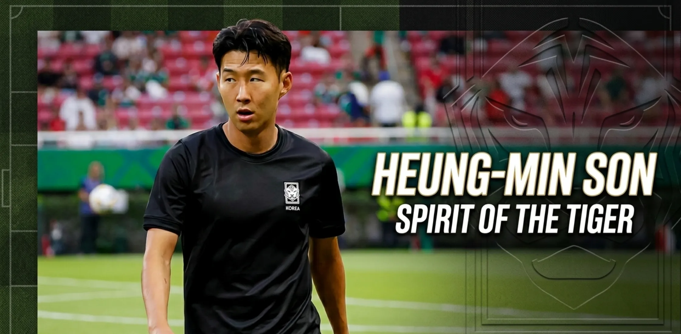 Heung-Min Son FIFA World Cup 2026 black T-shirt featuring Korea-inspired daisy back graphic with athletic streetwear design