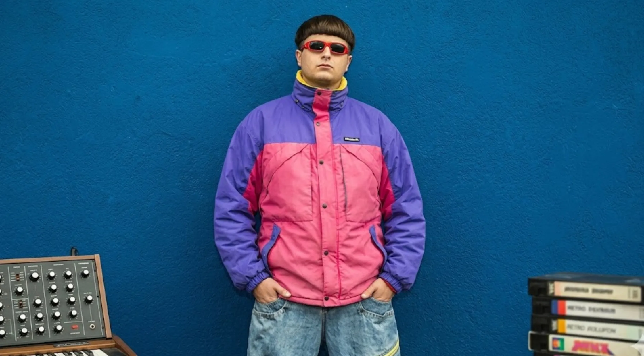 Oliver Tree Alien Boy Purple and Pink Color Block Jacket with Quilted Lining