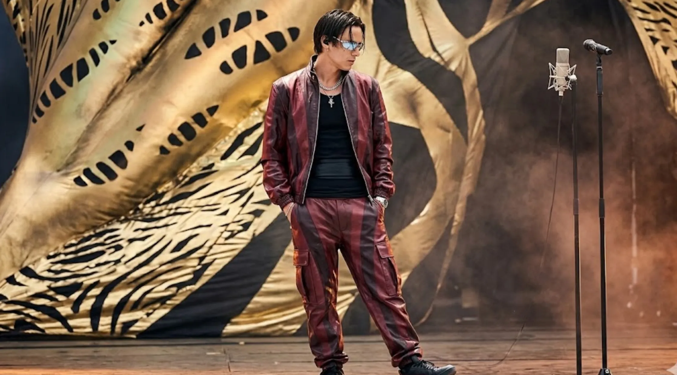 FIFA World Cup 2026 Danny Ocean Burgundy Leather Bomber Track Jacket