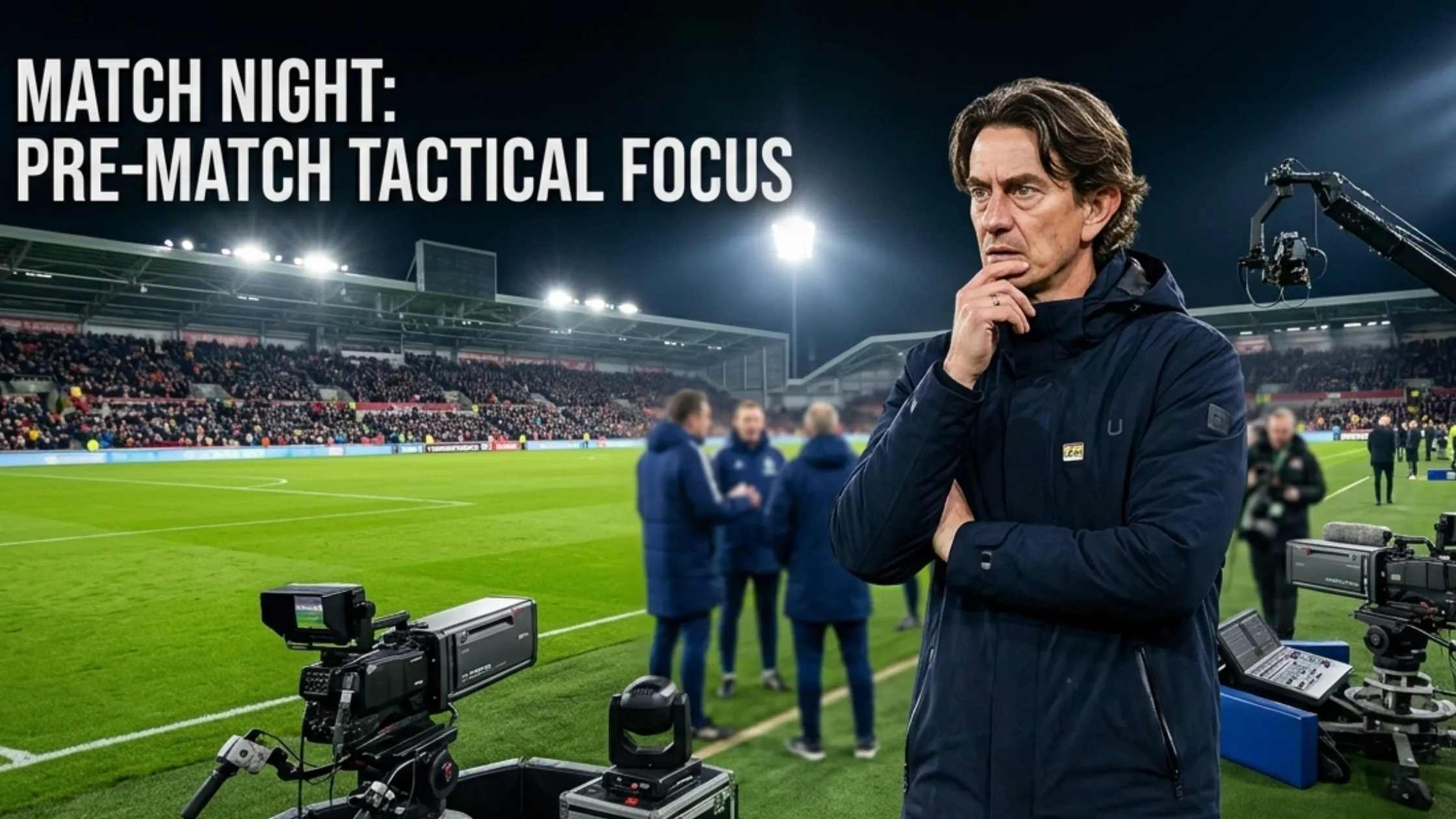 Thomas Frank Tottenham Hotspur v Newcastle United black mid-thigh parka coat worn on elite Premier League sideline showcasing modern football manager style